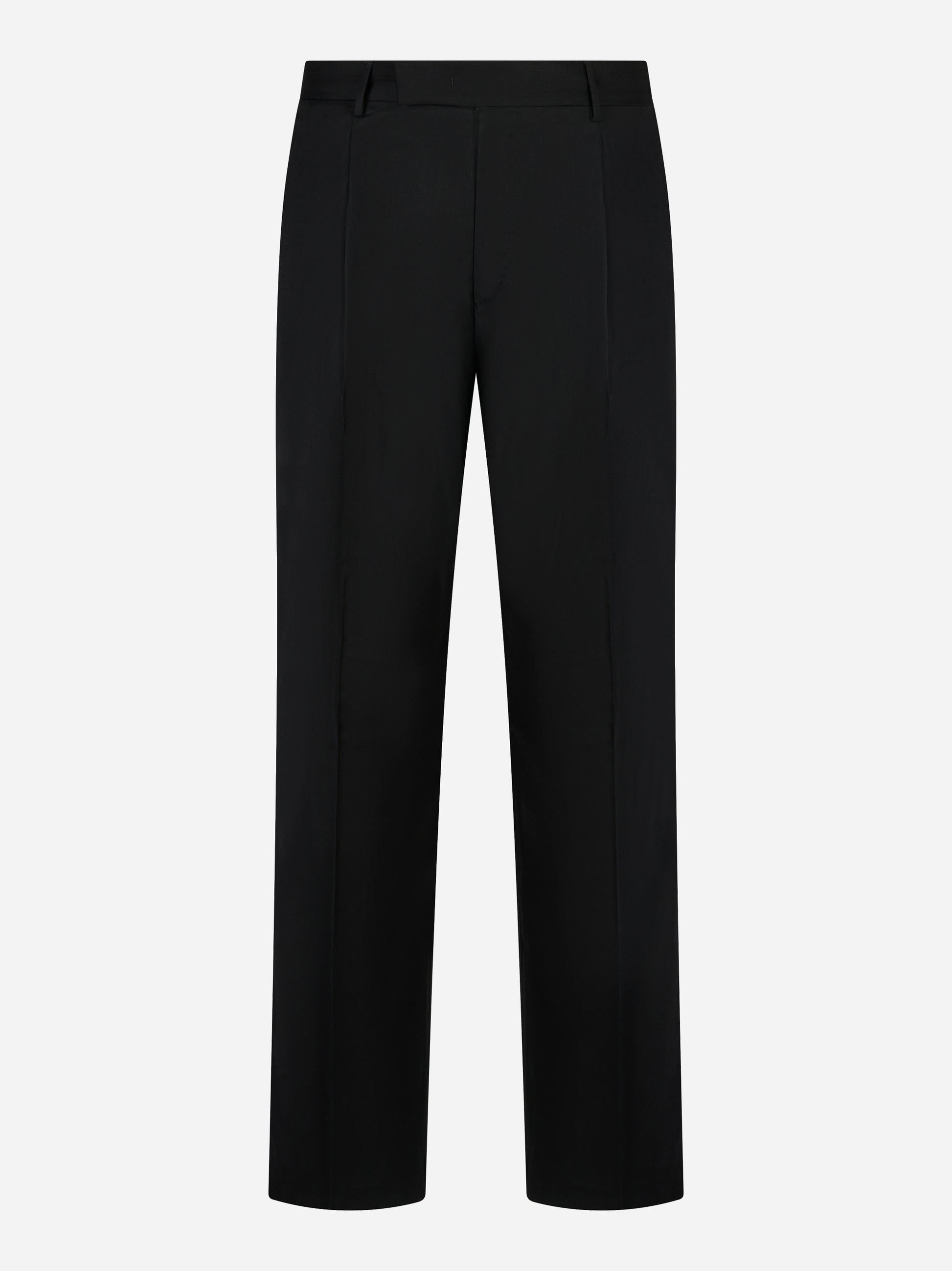 Pantalone PT Torino Quindici loose fit in lana e viscosa nero - fronte