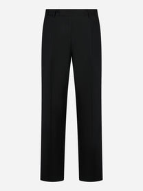 Pantalone PT Torino Quindici loose fit in lana e viscosa nero - fronte