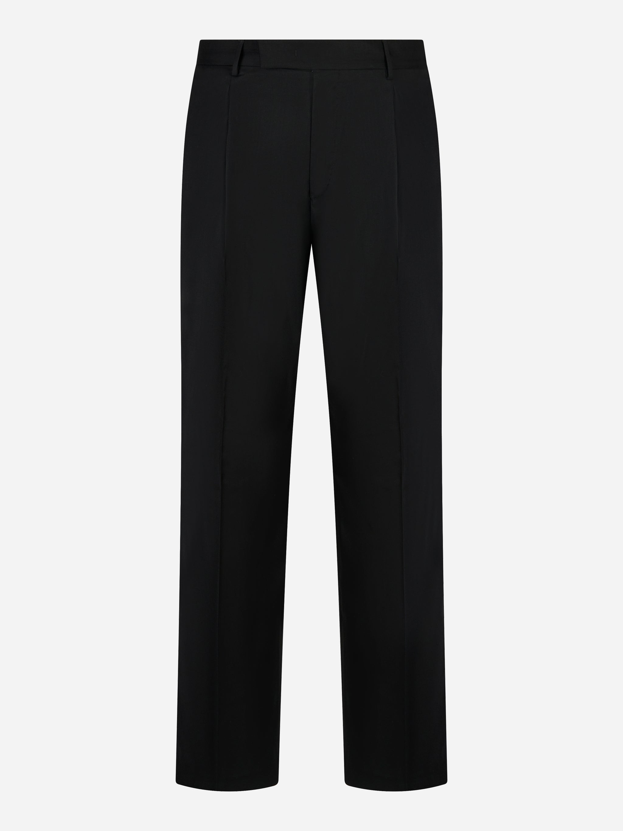 Pantalone PT Torino Quindici loose fit in lana e viscosa nero - fronte