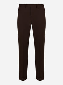 Pantalone PT Torino Master slim fit in lana stretch marrone fronte