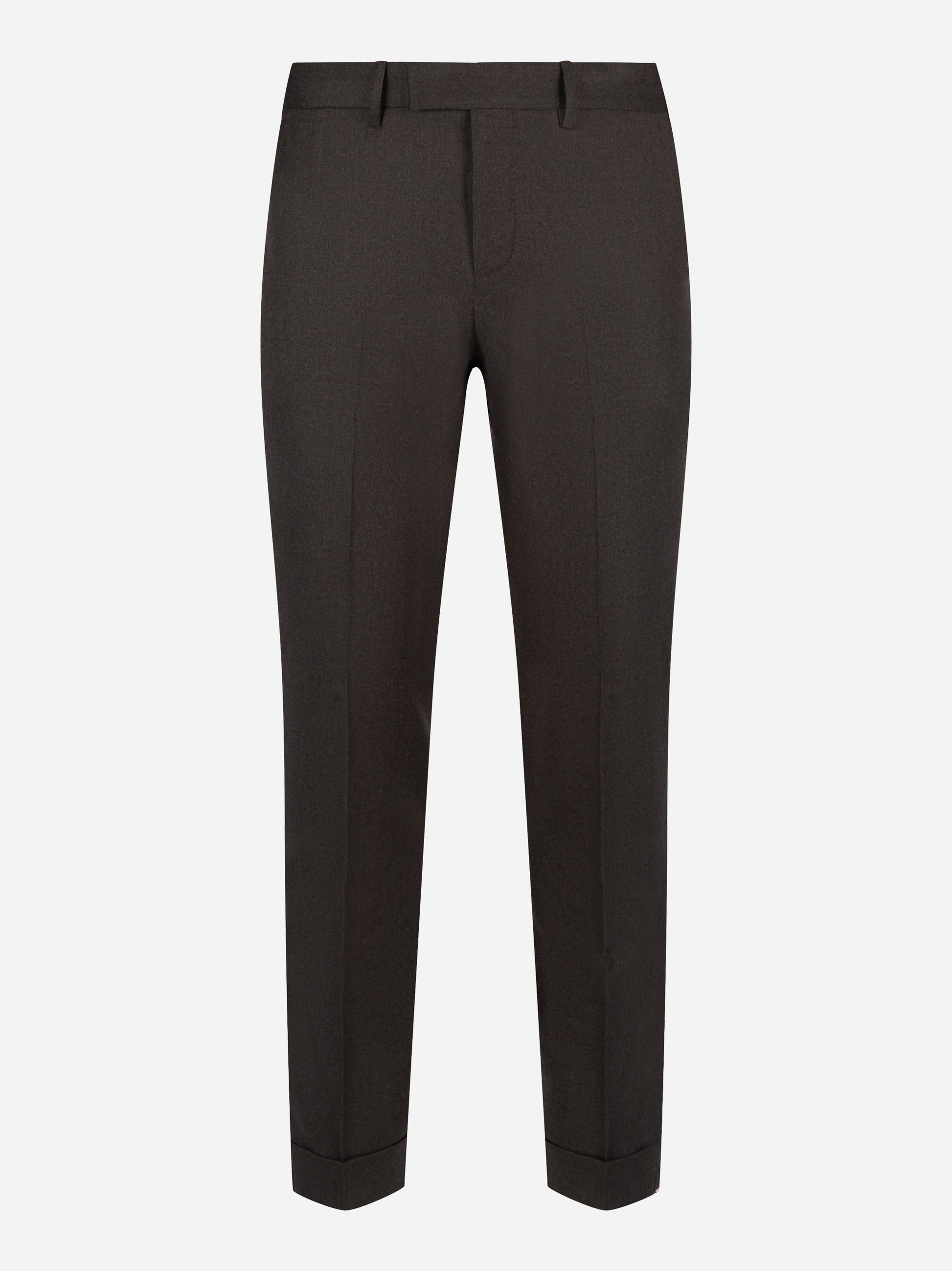 Pantalone PT TORINO Master slim fit in lana stretch marrone fronte