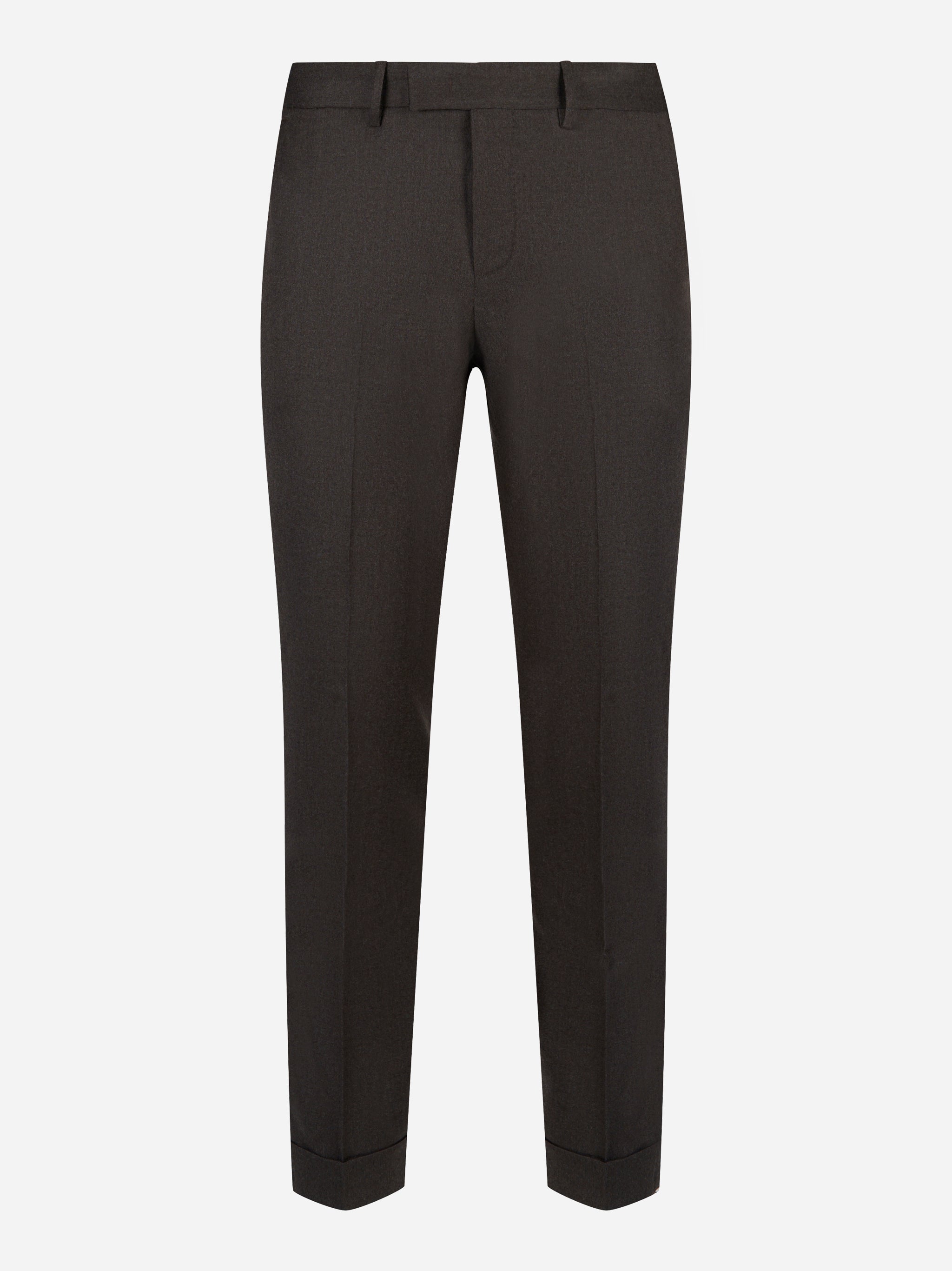 Pantalone PT TORINO Master slim fit in lana stretch marrone fronte