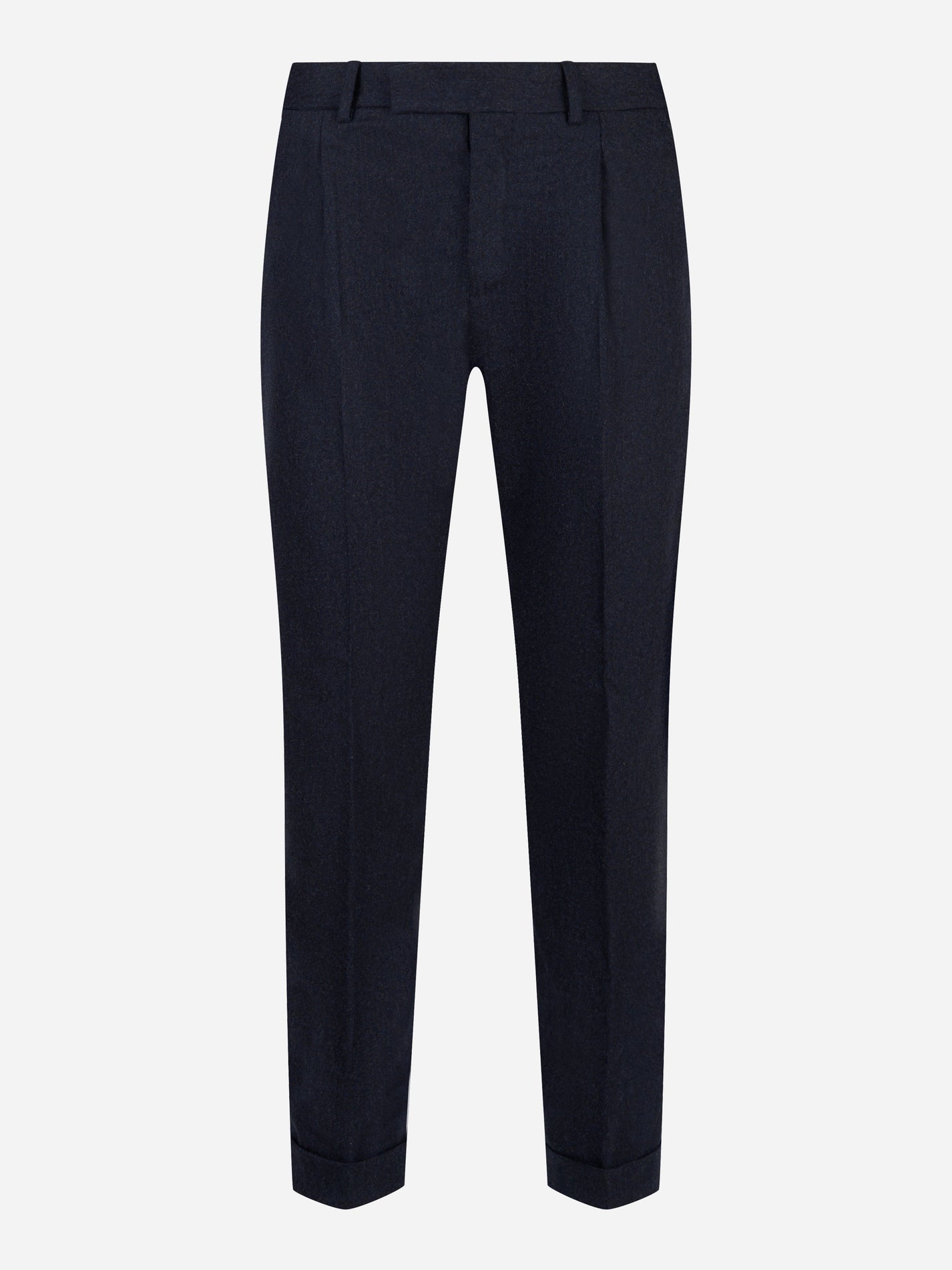 Pantalone PT TORINO Rebel blu navy in flanella con pince - vista frontale