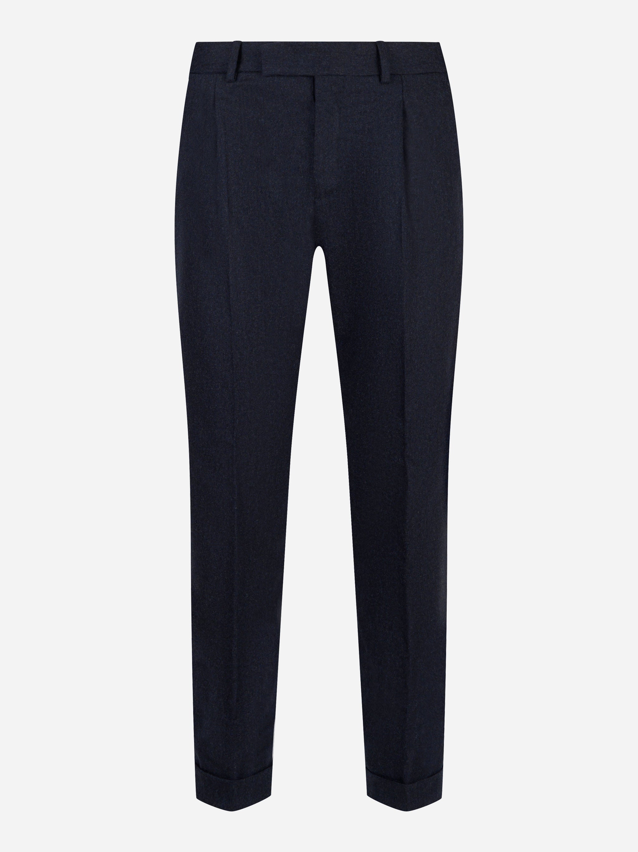 Pantalone PT TORINO Rebel blu navy in flanella con pince - vista frontale