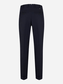 Pantalone PT TORINO Rebel blu navy in flanella con pince - vista posteriore