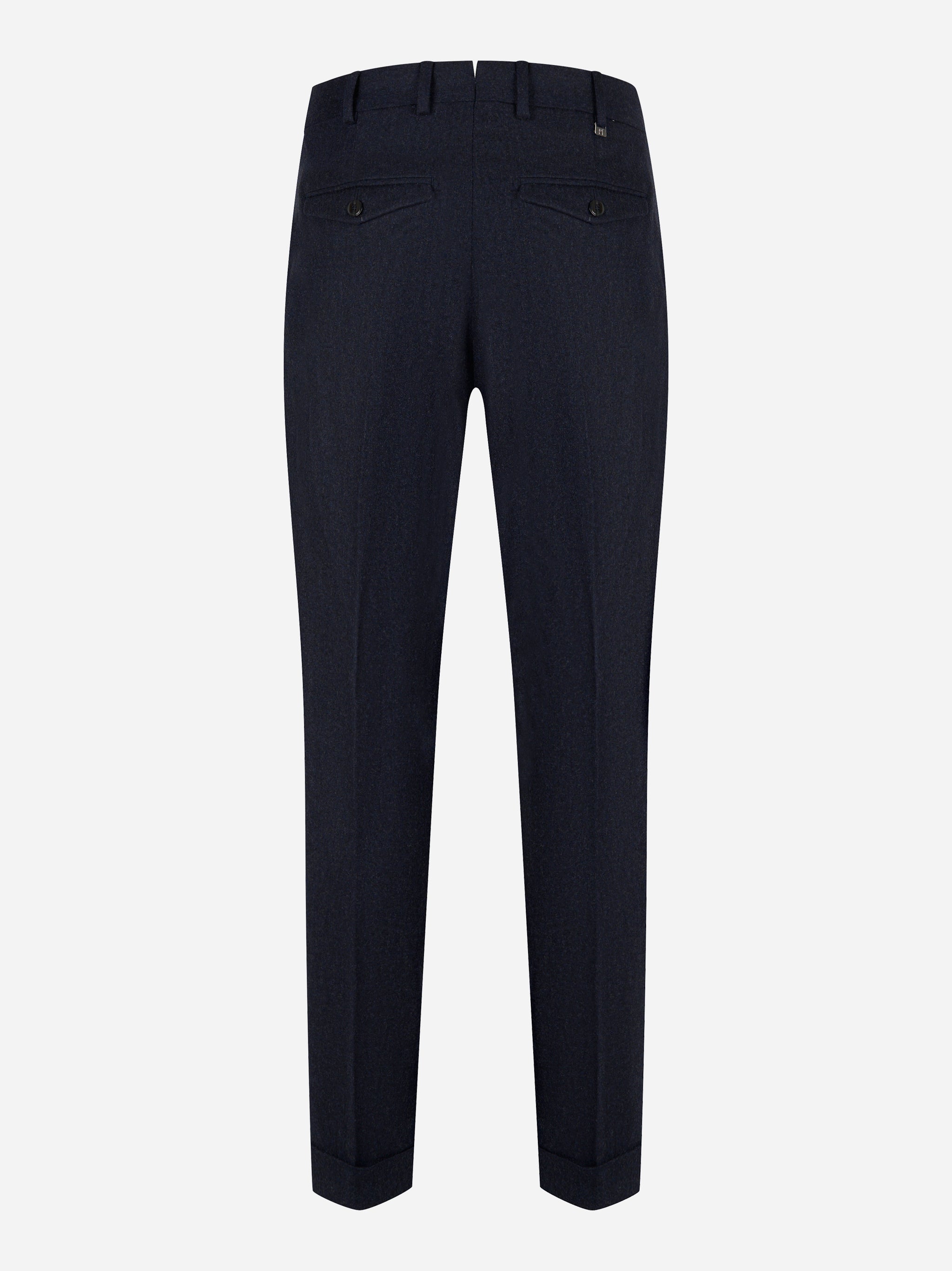 Pantalone PT TORINO Rebel blu navy in flanella con pince - vista posteriore