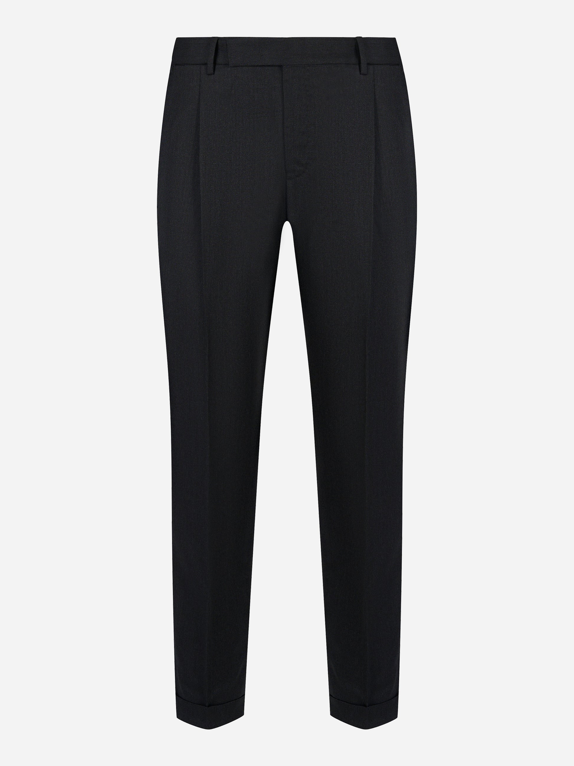 Pantalone PT Torino Rebel carrot fit in lana stretch blu notte - vista frontale