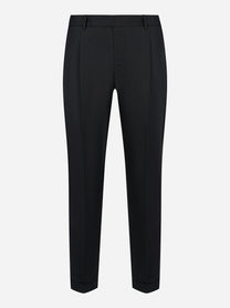 Pantalone PT Torino Rebel carrot fit in lana stretch blu notte - vista frontale