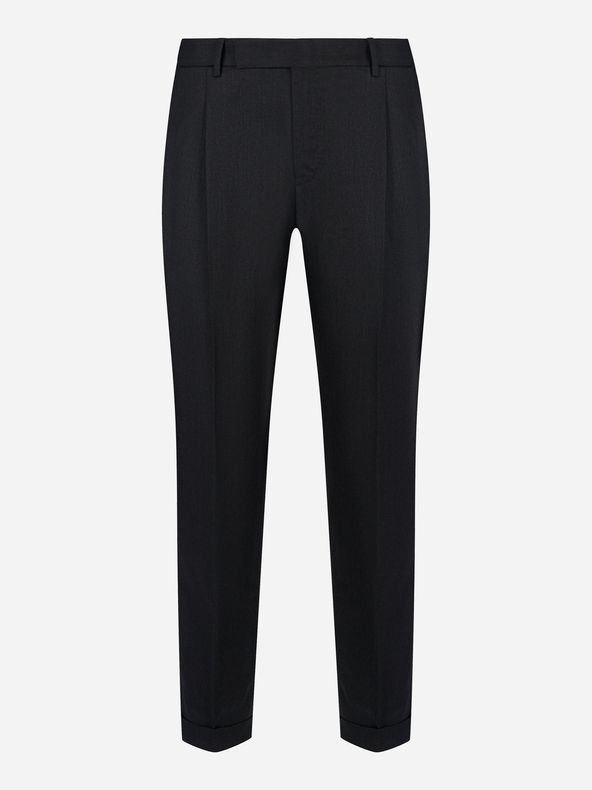 Pantalone PT Torino Rebel carrot fit in lana stretch blu notte - vista frontale