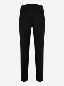 Retro PT TORINO pantalone nero in flanella con pince e tasche con bottone