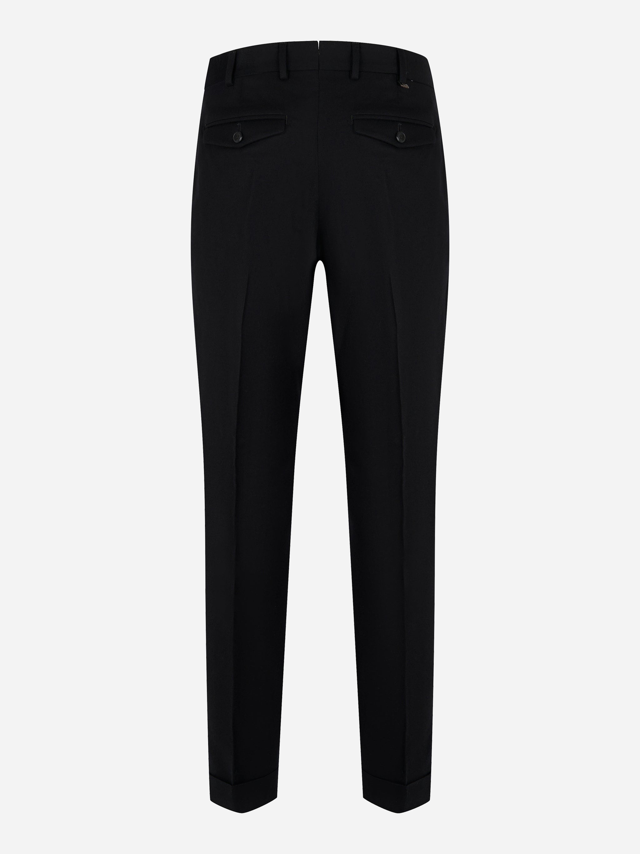 Retro PT TORINO pantalone nero in flanella con pince e tasche con bottone