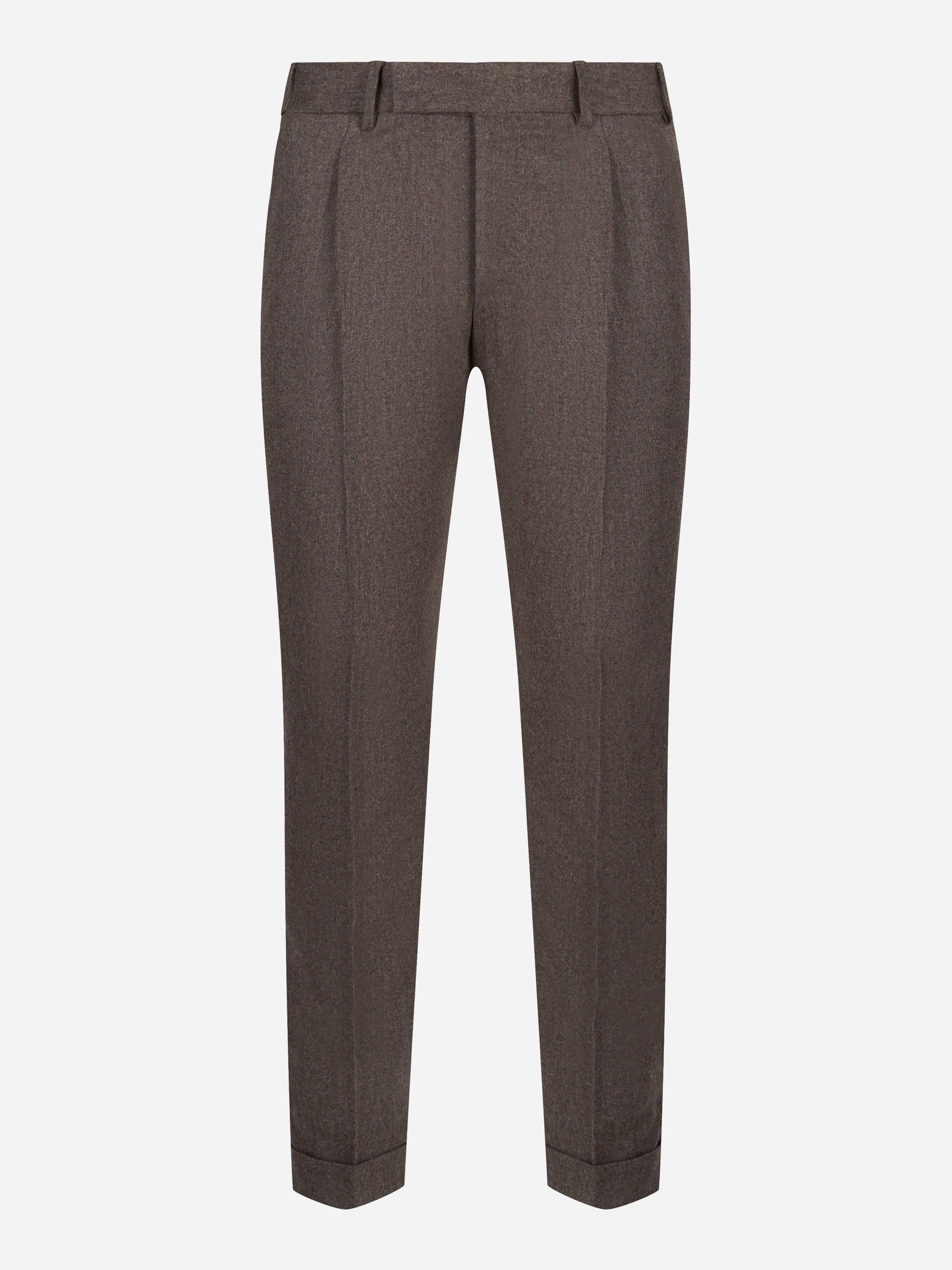 Pantalone PT Torino Rebel in flanella tortora con pince - vista frontale
