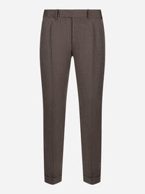 Pantalone PT Torino Rebel in flanella tortora con pince - vista frontale