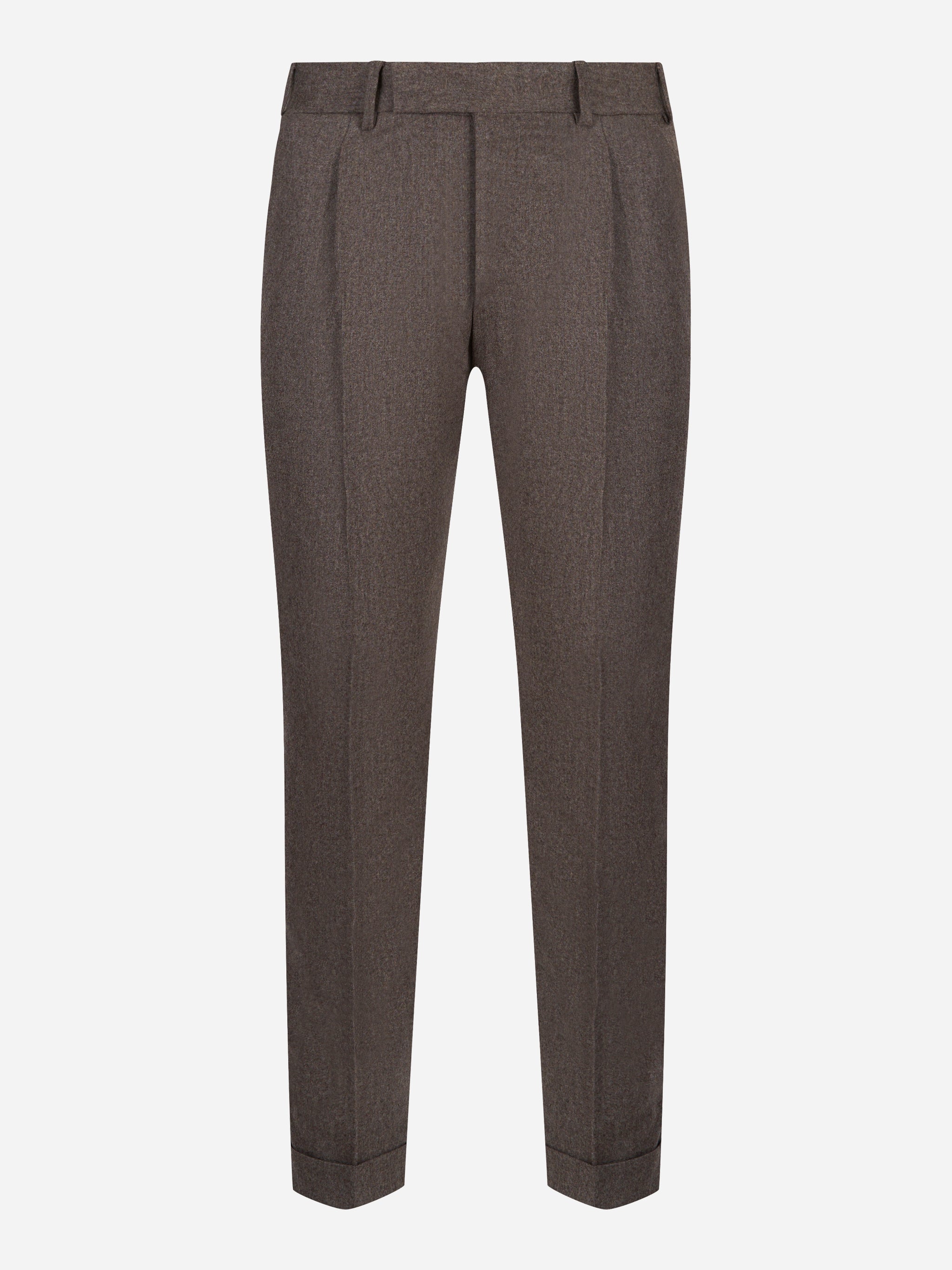 Pantalone PT Torino Rebel in flanella tortora con pince - vista frontale