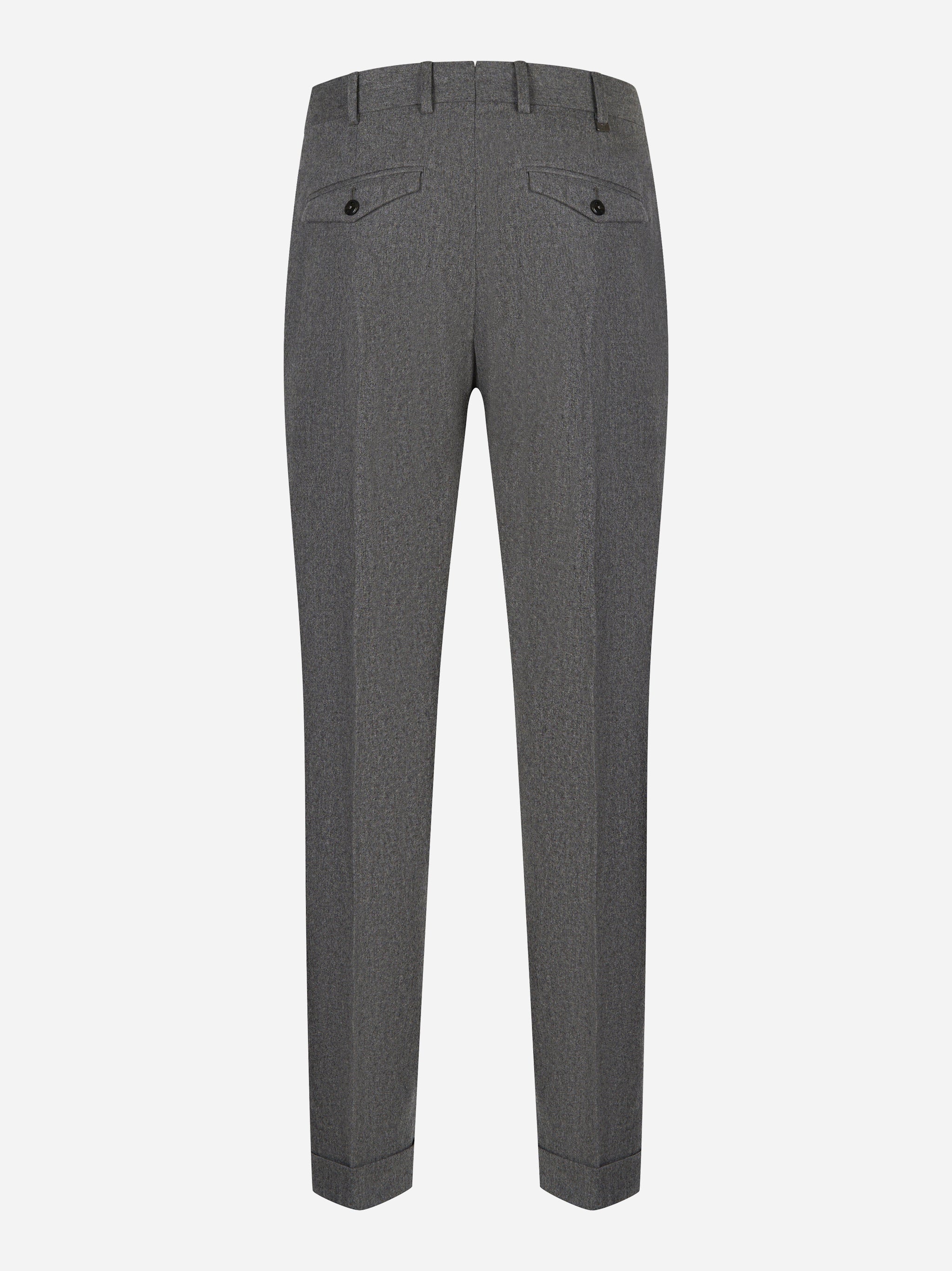 Pantalone Rebel PT TORINO in flanella grigia con tasche posteriori e pince - retro