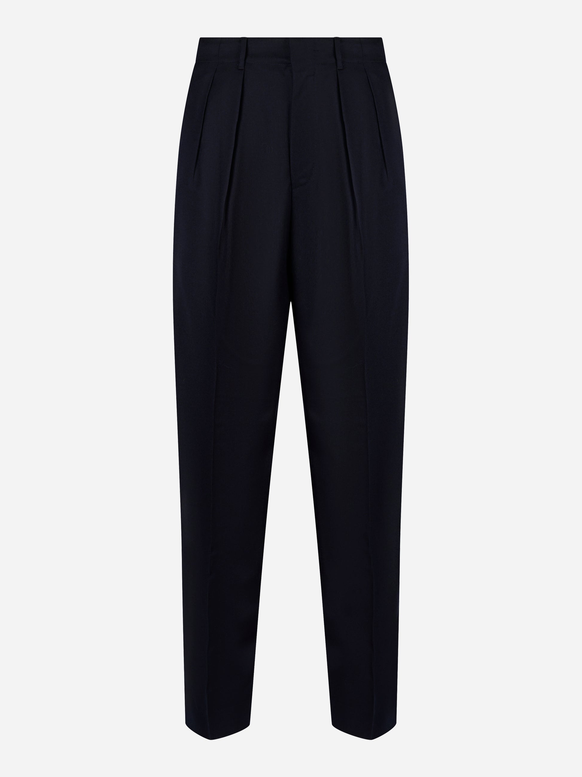 Pantalone PT Torino wide fit in fresco lana stretch blu - fronte