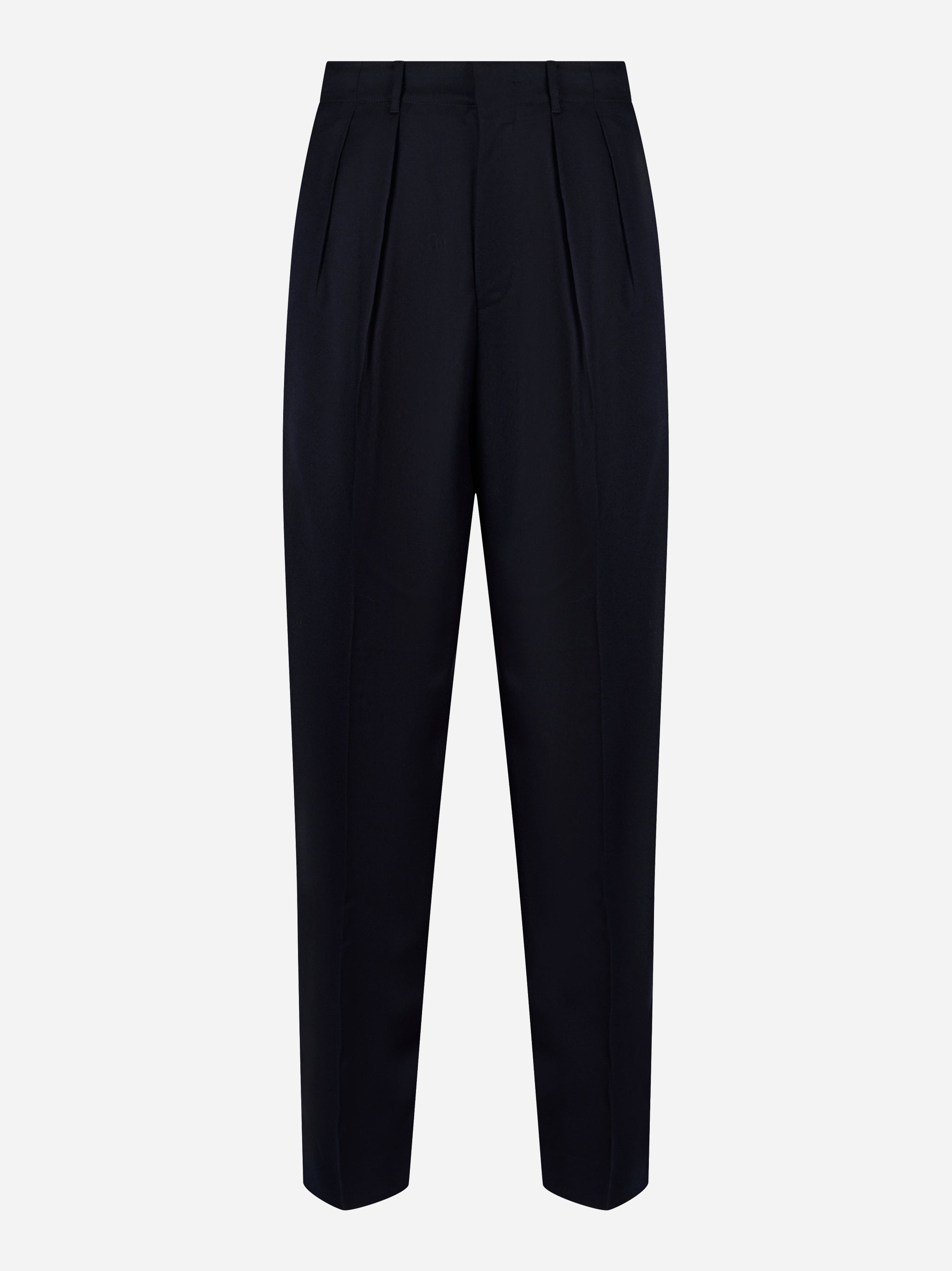 Pantalone PT Torino wide fit in fresco lana stretch blu - fronte