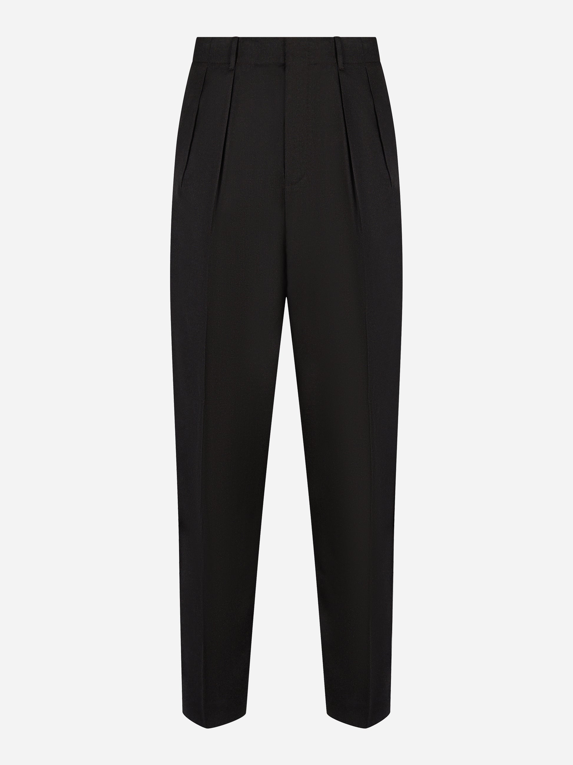 Pantalone PT Torino wide fit in fresco lana stretch nero - vista frontale