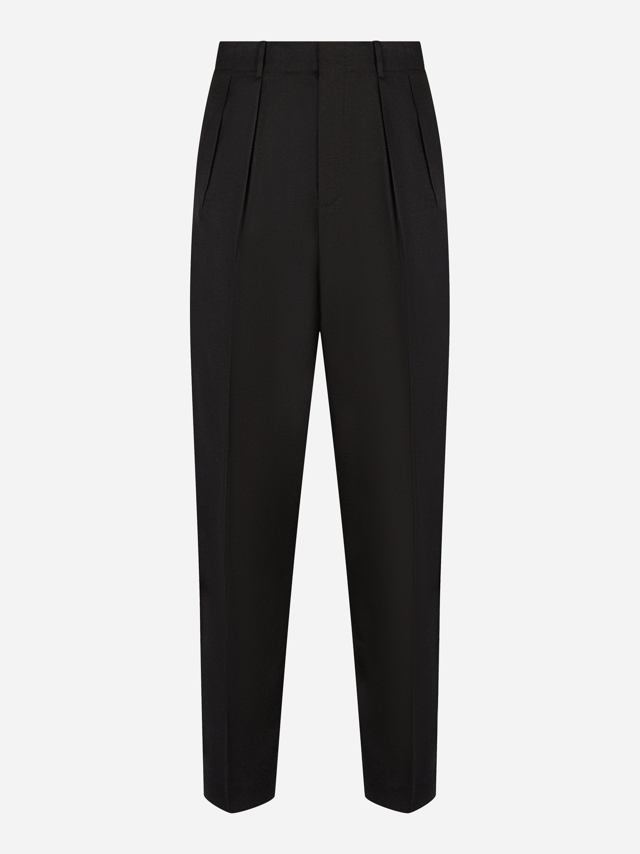 Pantalone PT Torino wide fit in fresco lana stretch nero - vista frontale