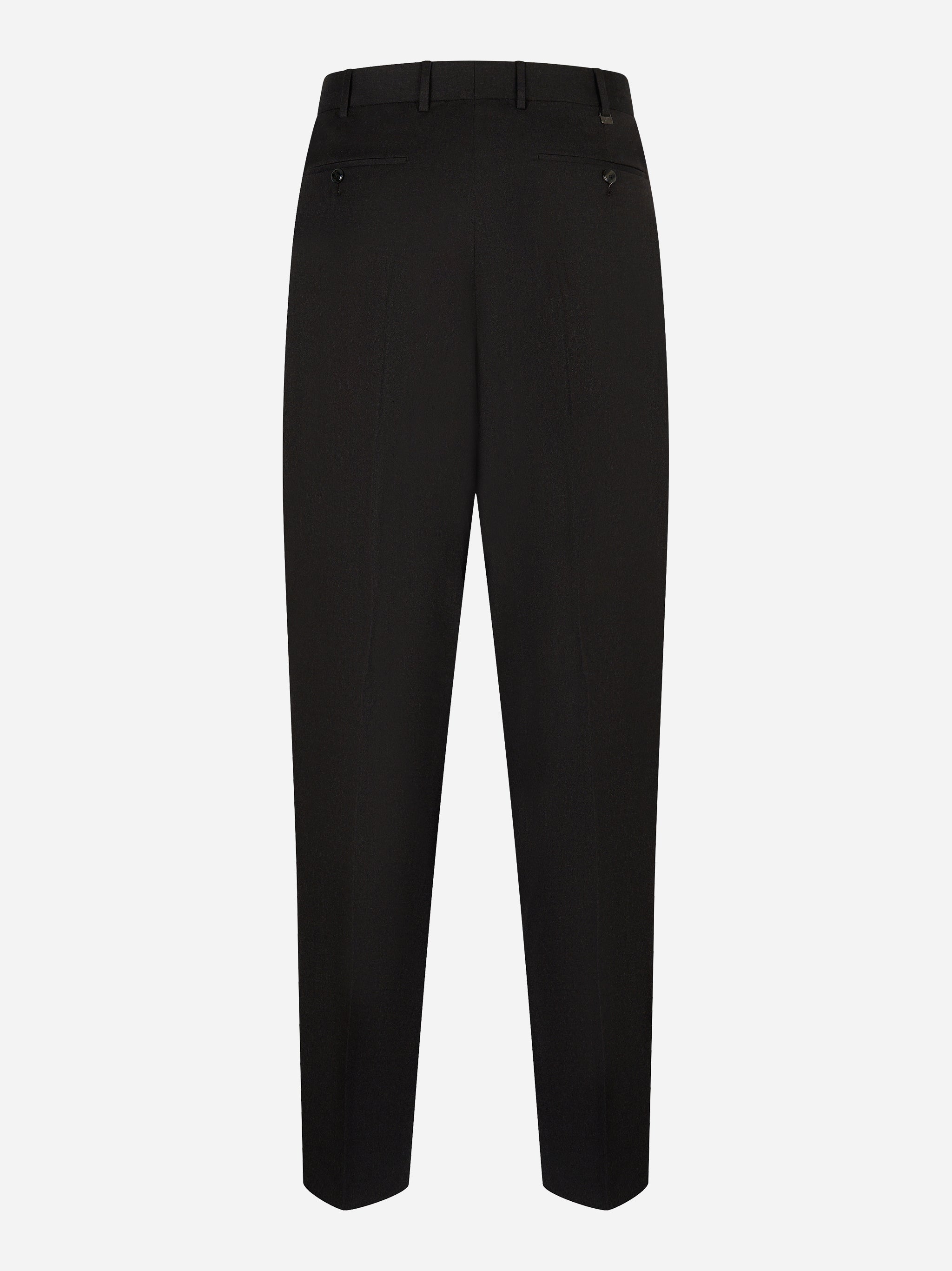 Pantalone PT Torino wide fit in fresco lana stretch nero - vista posteriore