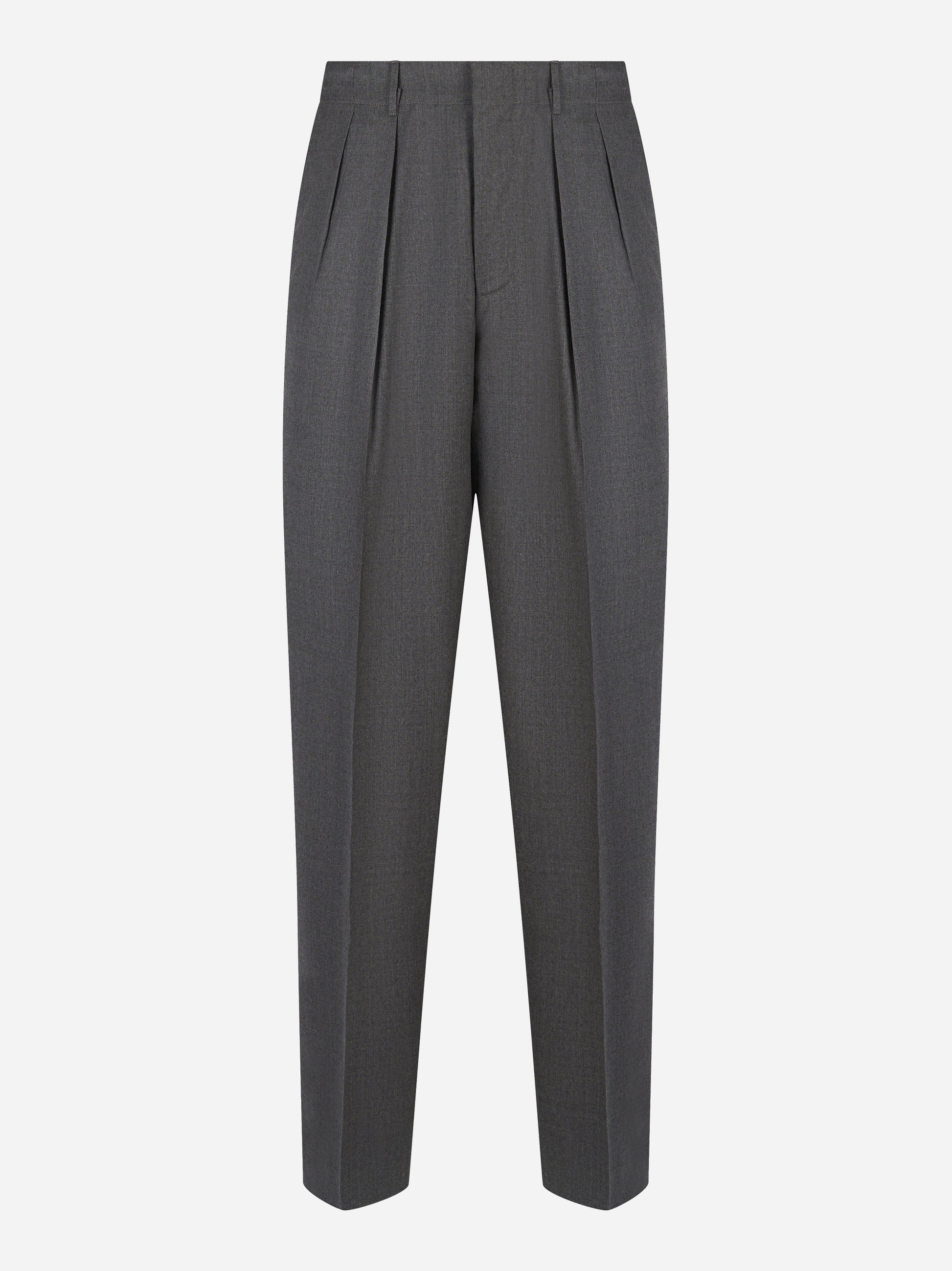 Pantalone PT Torino wide fit in lana grigio antracite - vista frontale