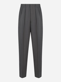 Pantalone PT Torino wide fit in lana grigio antracite - vista frontale