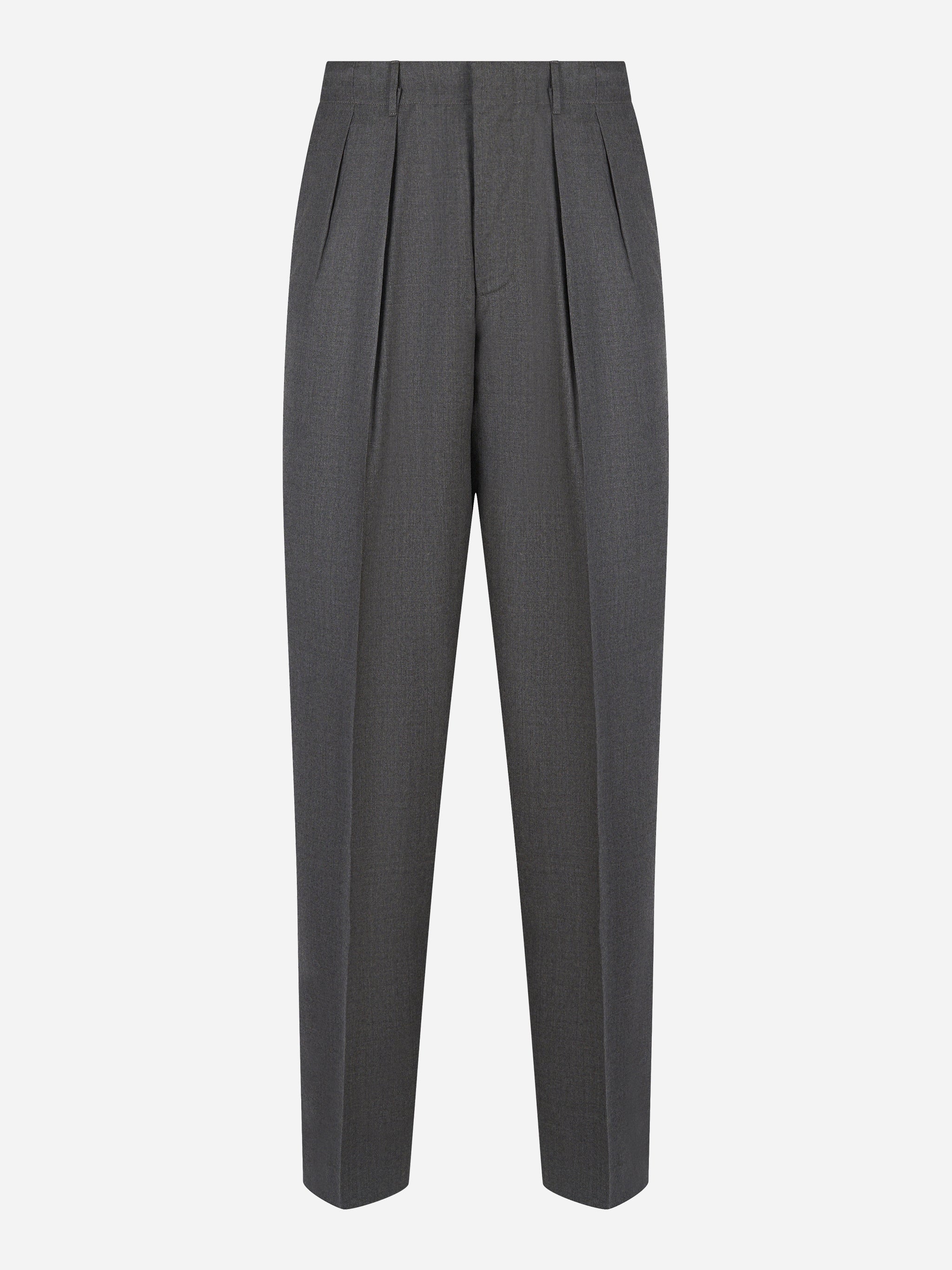 Pantalone PT Torino wide fit in lana grigio antracite - vista frontale