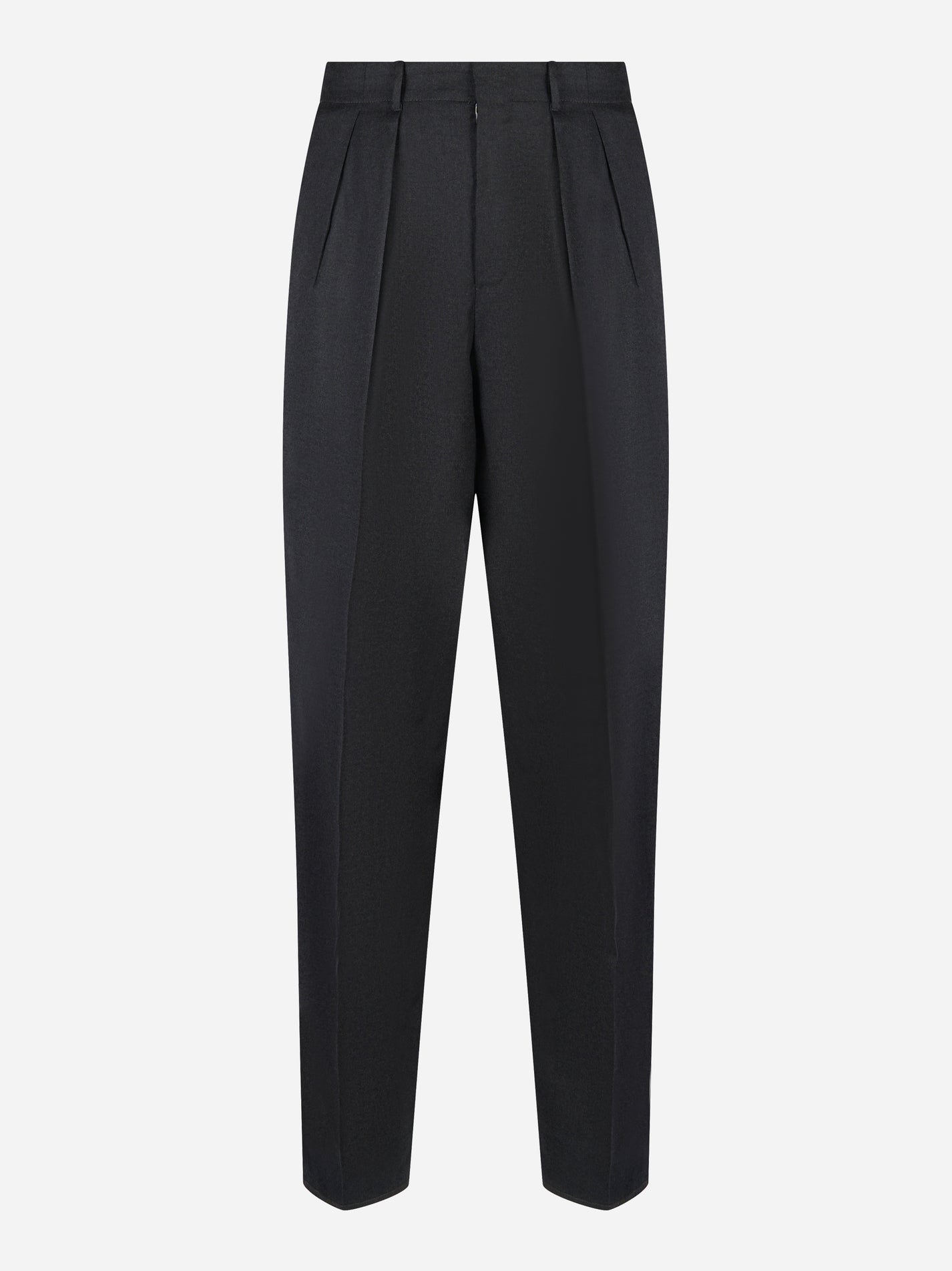 Pantalone wide loose fit in fresco lana stretch antracite di PT Torino - vista frontale