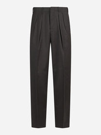 Pantalone Wide in lana vergine marrone - vista frontale