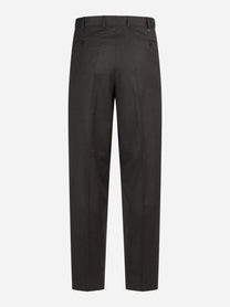 Pantalone Wide in lana vergine marrone - vista posteriore