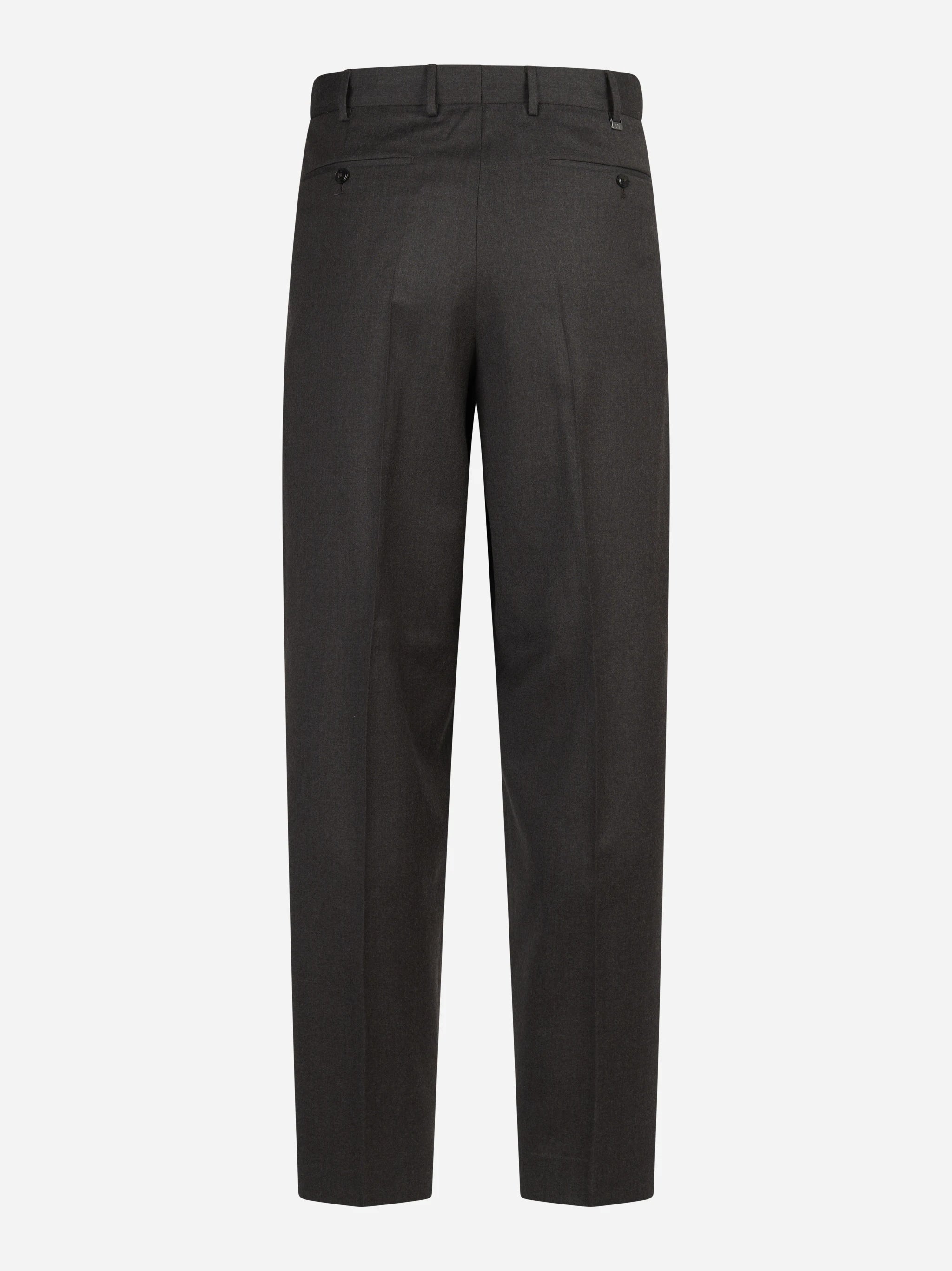 Pantalone Wide in lana vergine marrone - vista posteriore