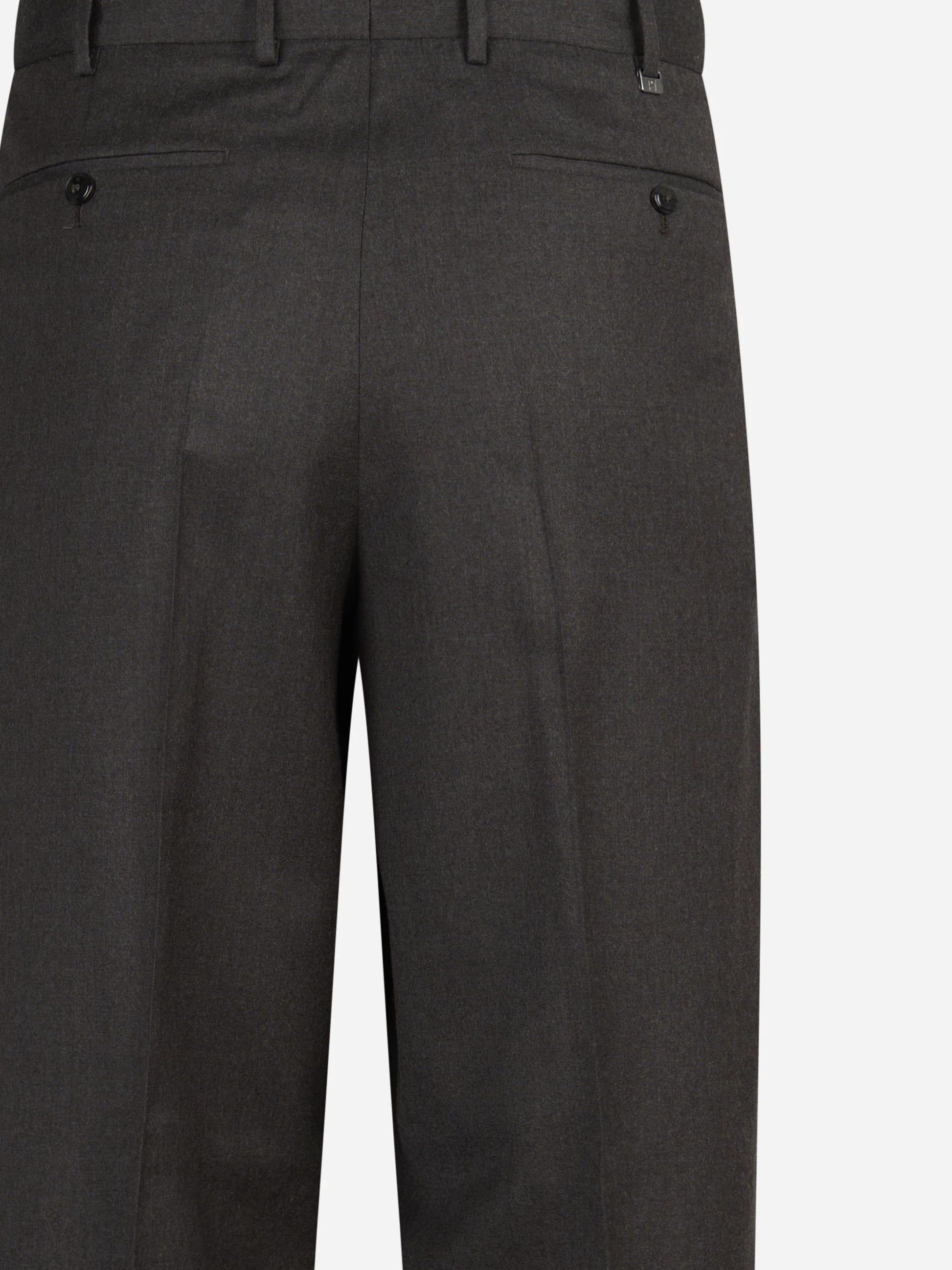 Pantalone Wide in lana vergine marrone - vista laterale e dettagli