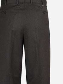 Pantalone Wide in lana vergine marrone - vista laterale e dettagli
