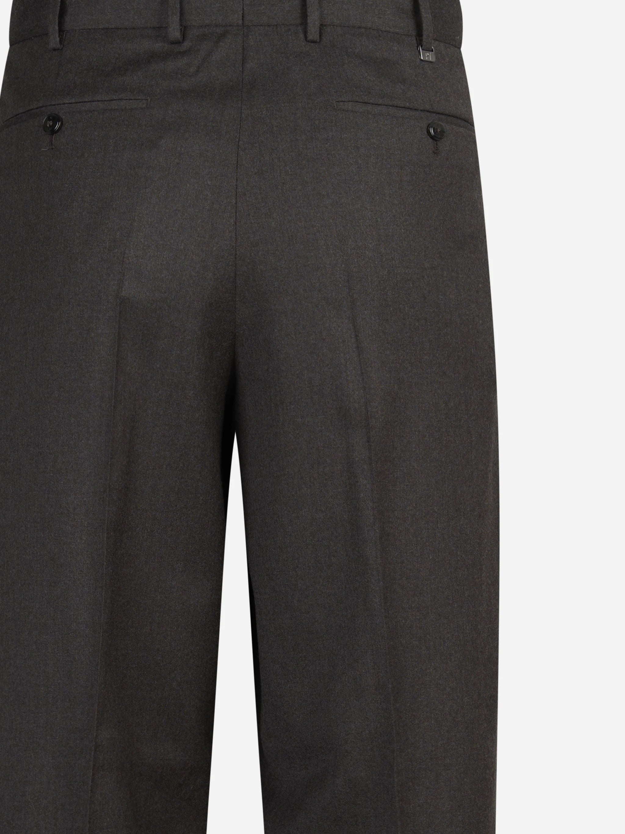 Pantalone Wide in lana vergine marrone - vista laterale e dettagli