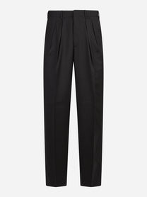Pantalone Wide in lana vergine testa di moro - vista frontale