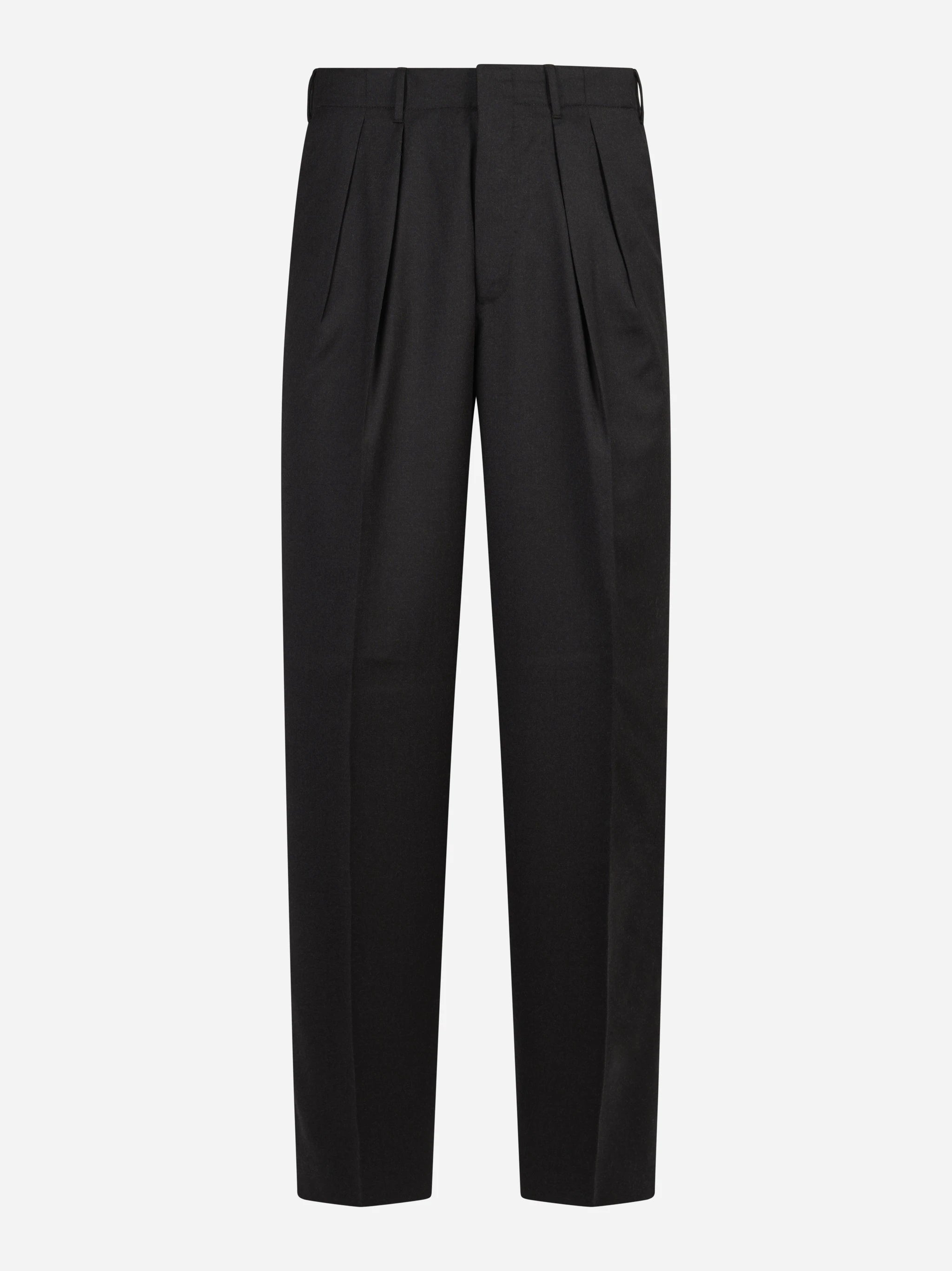 Pantalone Wide in lana vergine testa di moro - vista frontale