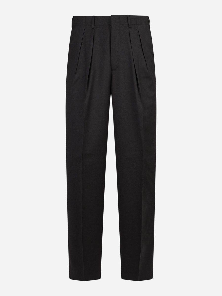 Pantalone Wide in lana vergine testa di moro - vista frontale