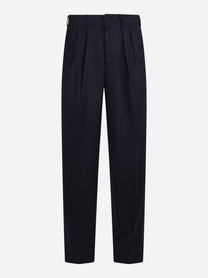Pantalone Wide in lana vergine blu - vista frontale