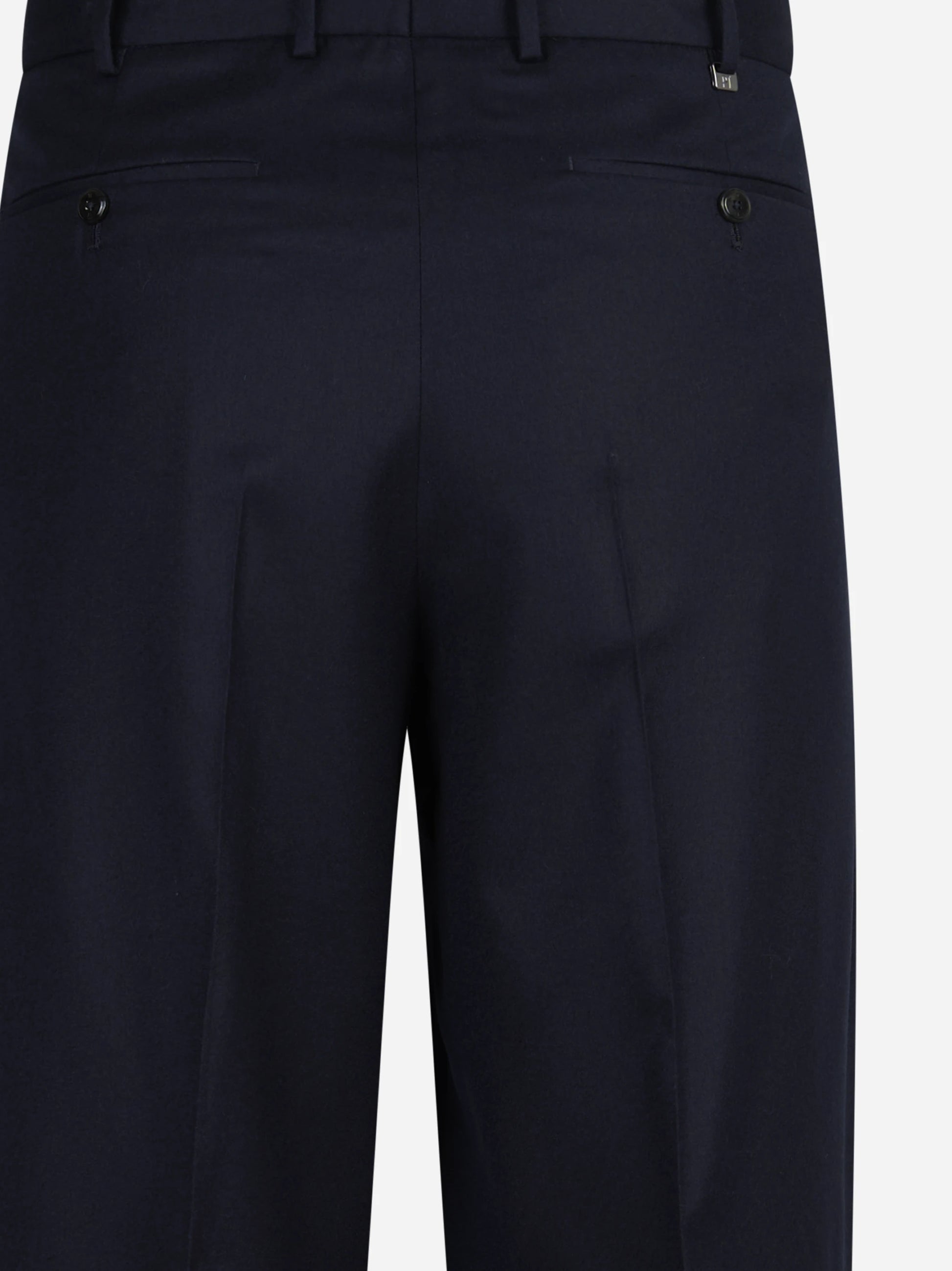 Pantalone Wide in lana vergine blu - vista laterale e dettagli