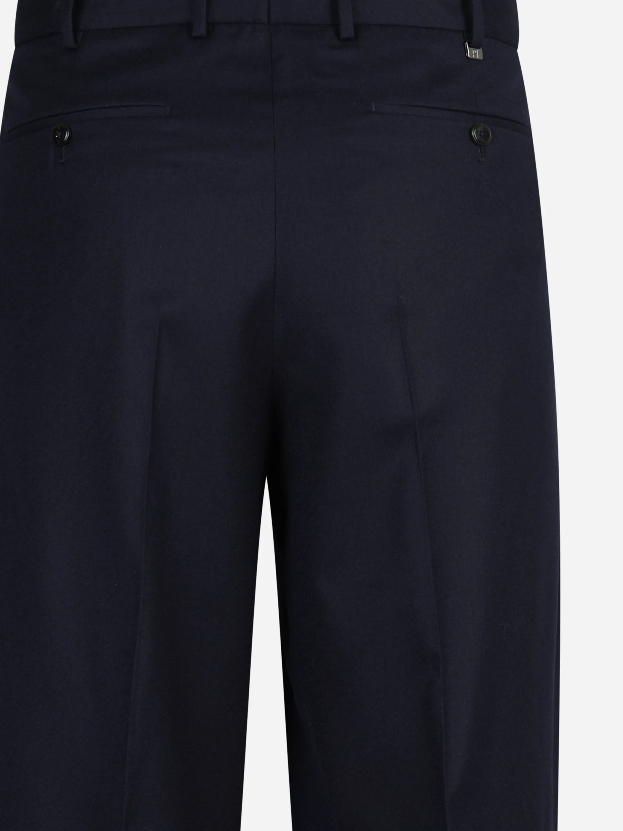 Pantalone Wide in lana vergine blu - vista laterale e dettagli