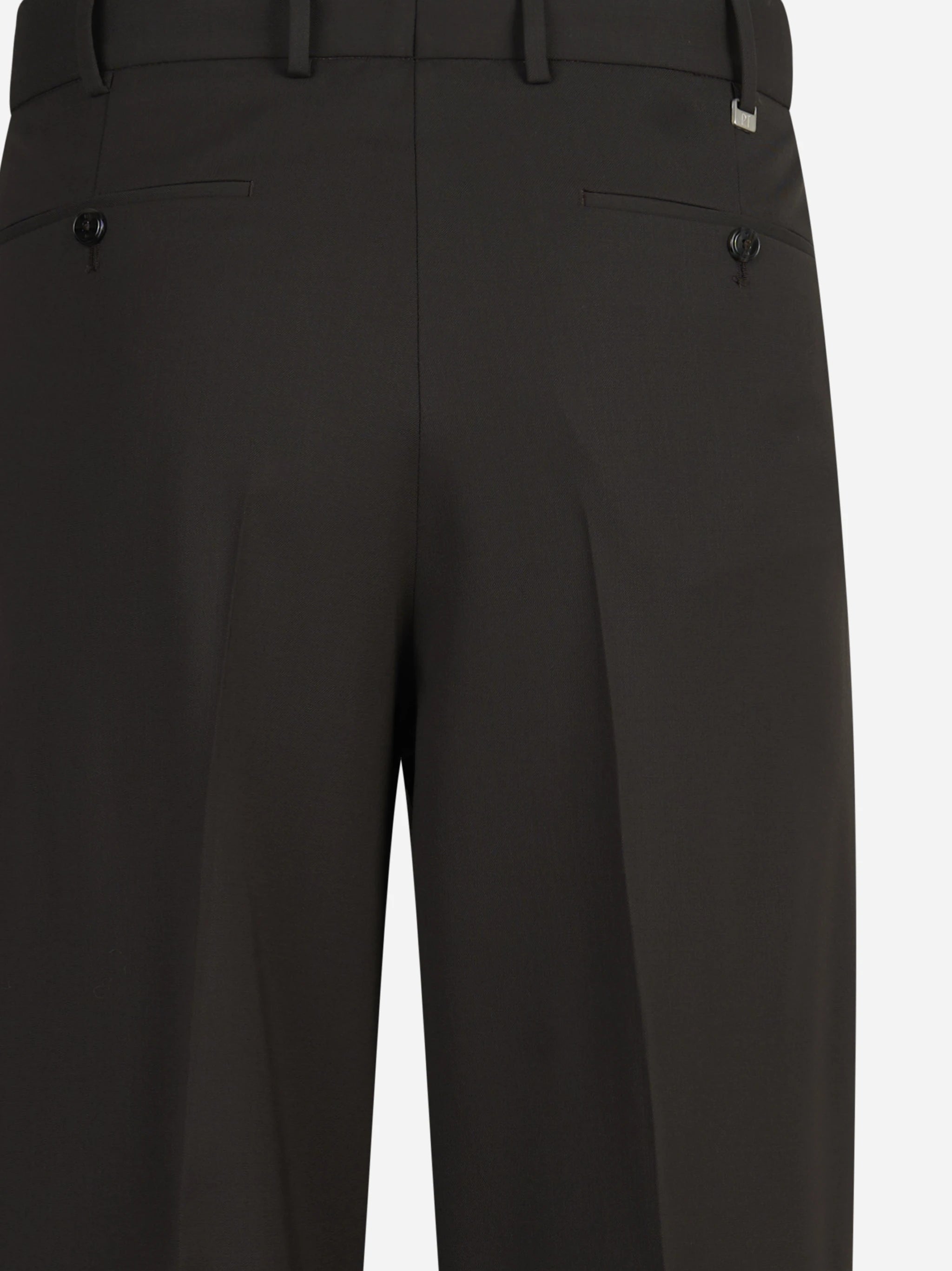 Pantalone Wide bi-stretch testa di moro - vista laterale e dettagli