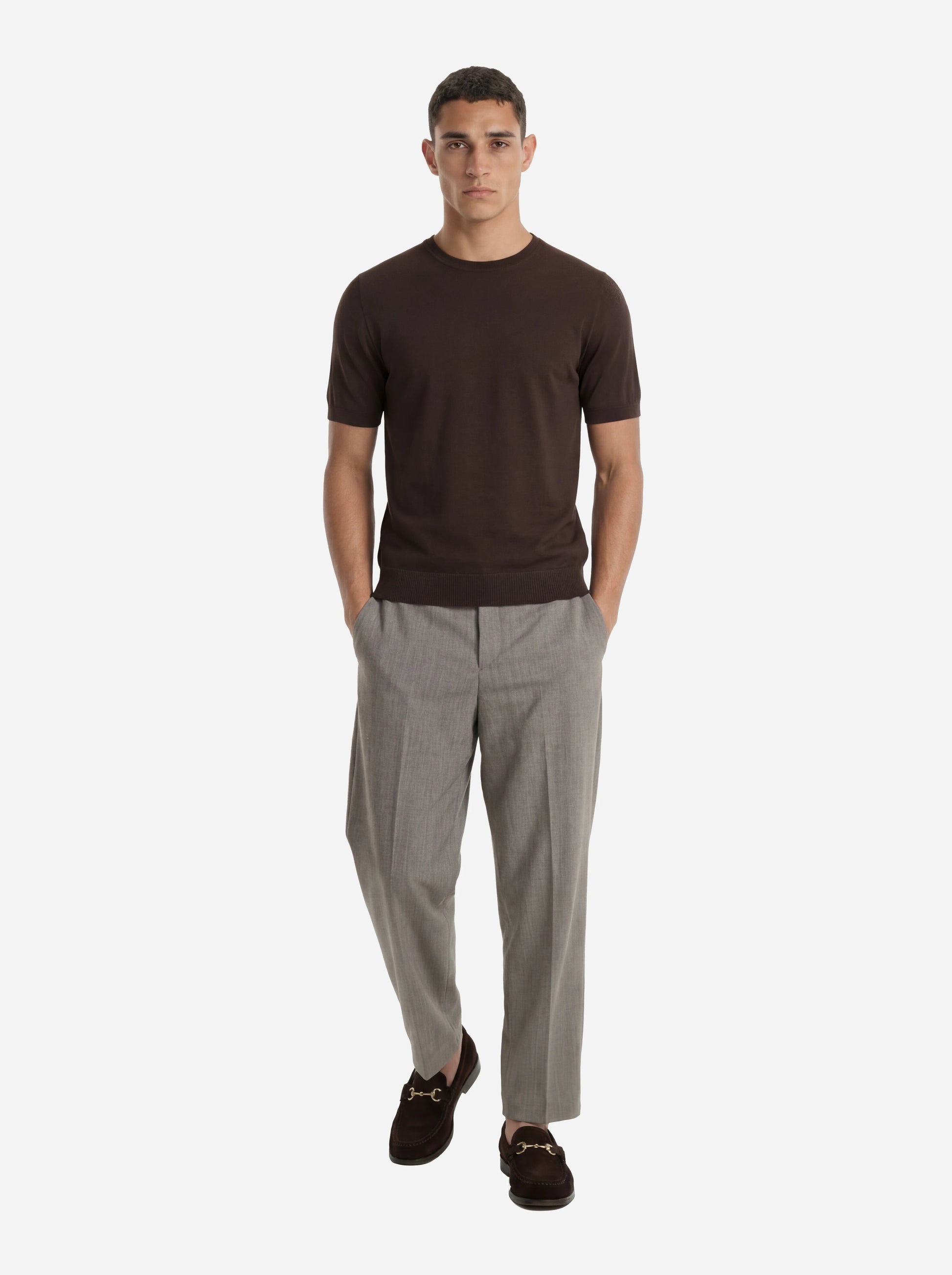 Pantalone loose fit Dandy in lana beige