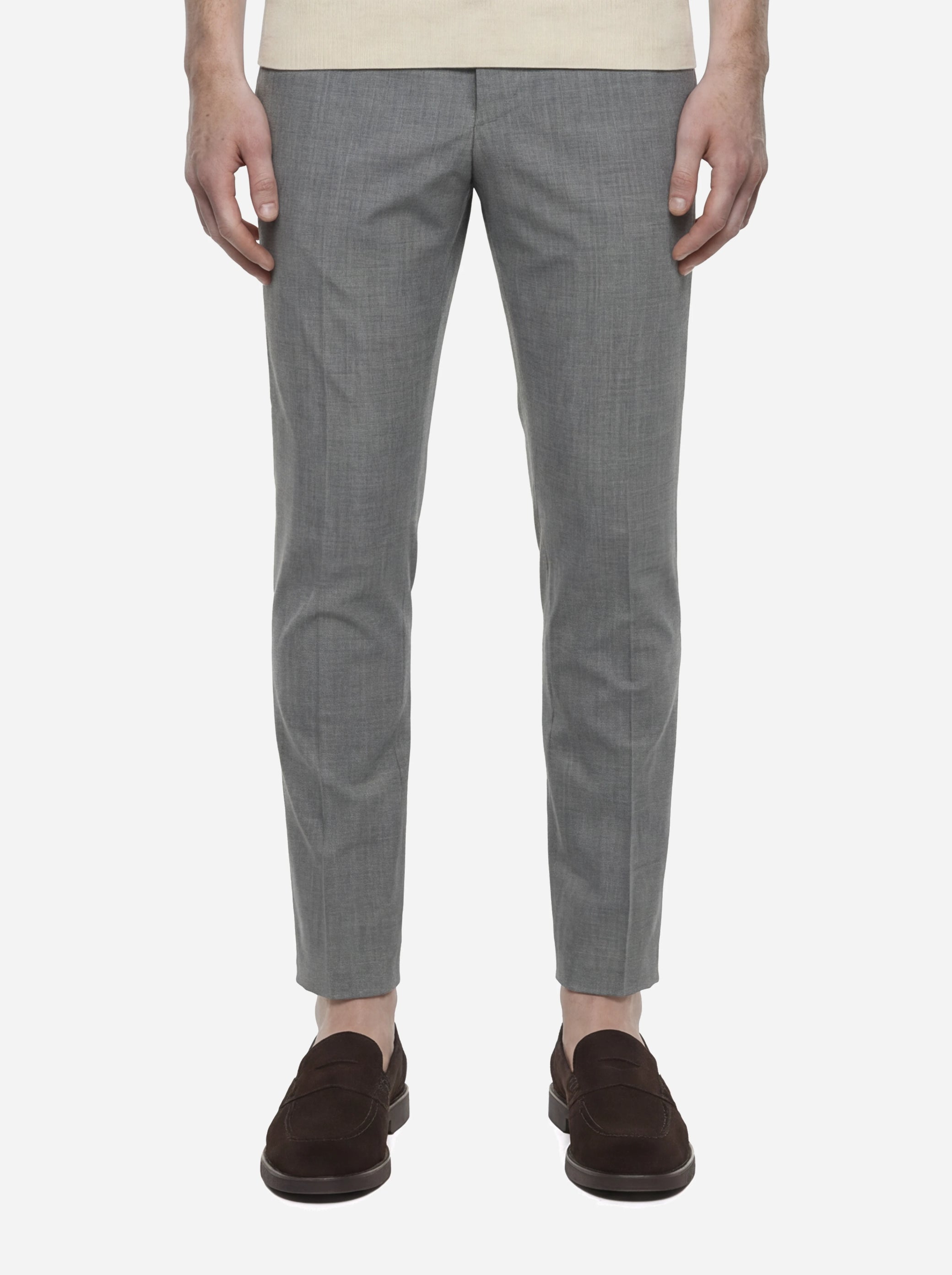 Pantalone skin fit Dieci in lana stretch grigio