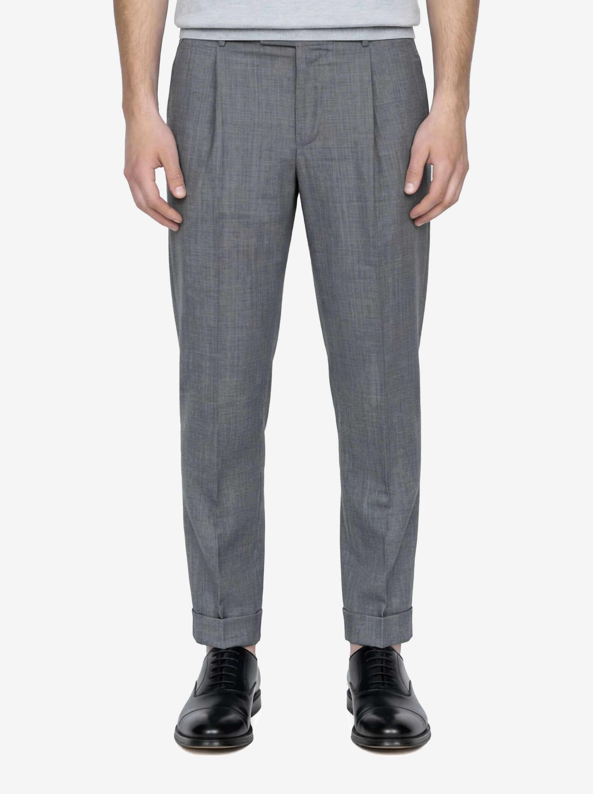 Pantalone Union con una pince in lana light grigio