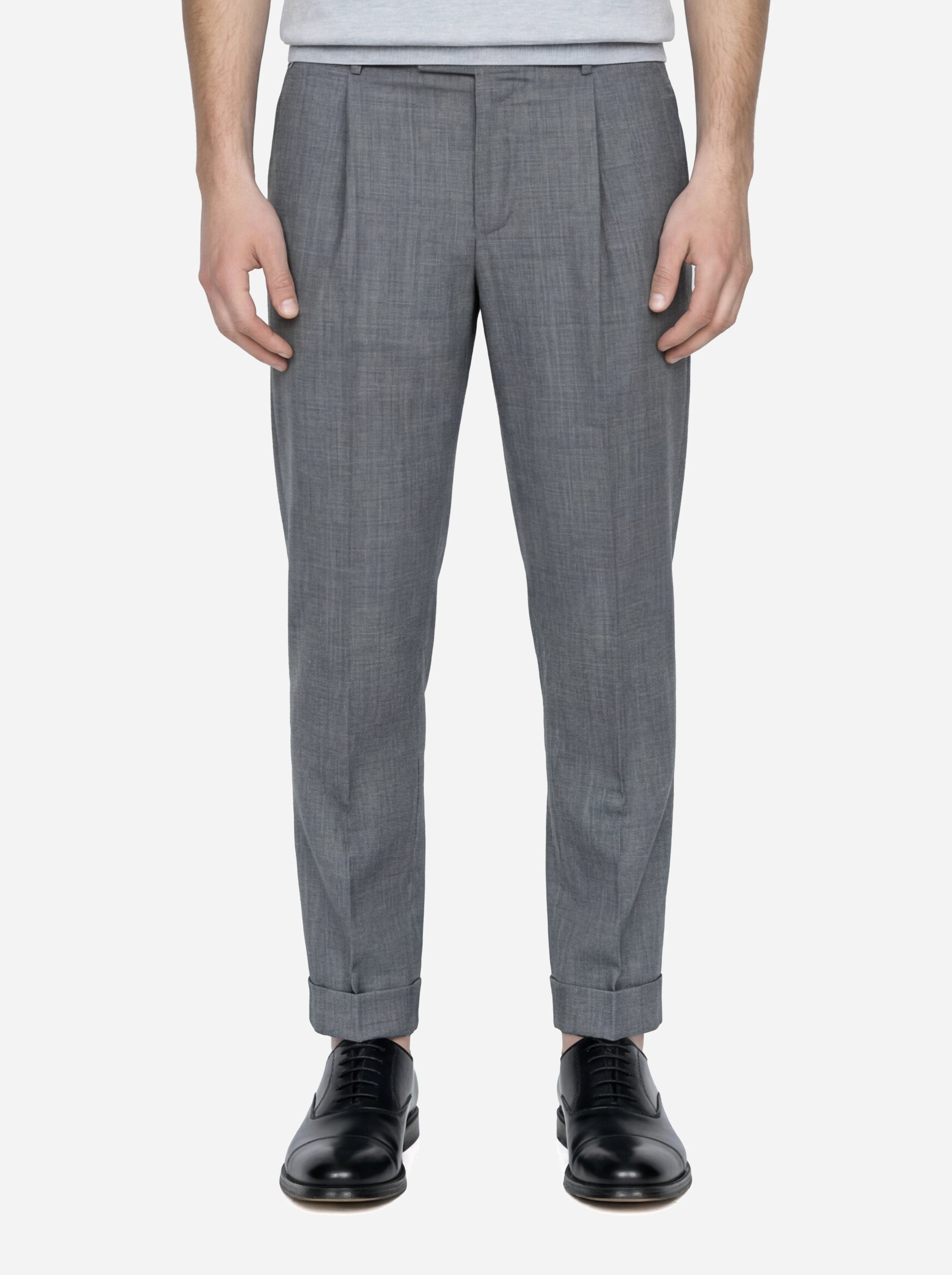 Pantalone Union con una pince in lana light grigio