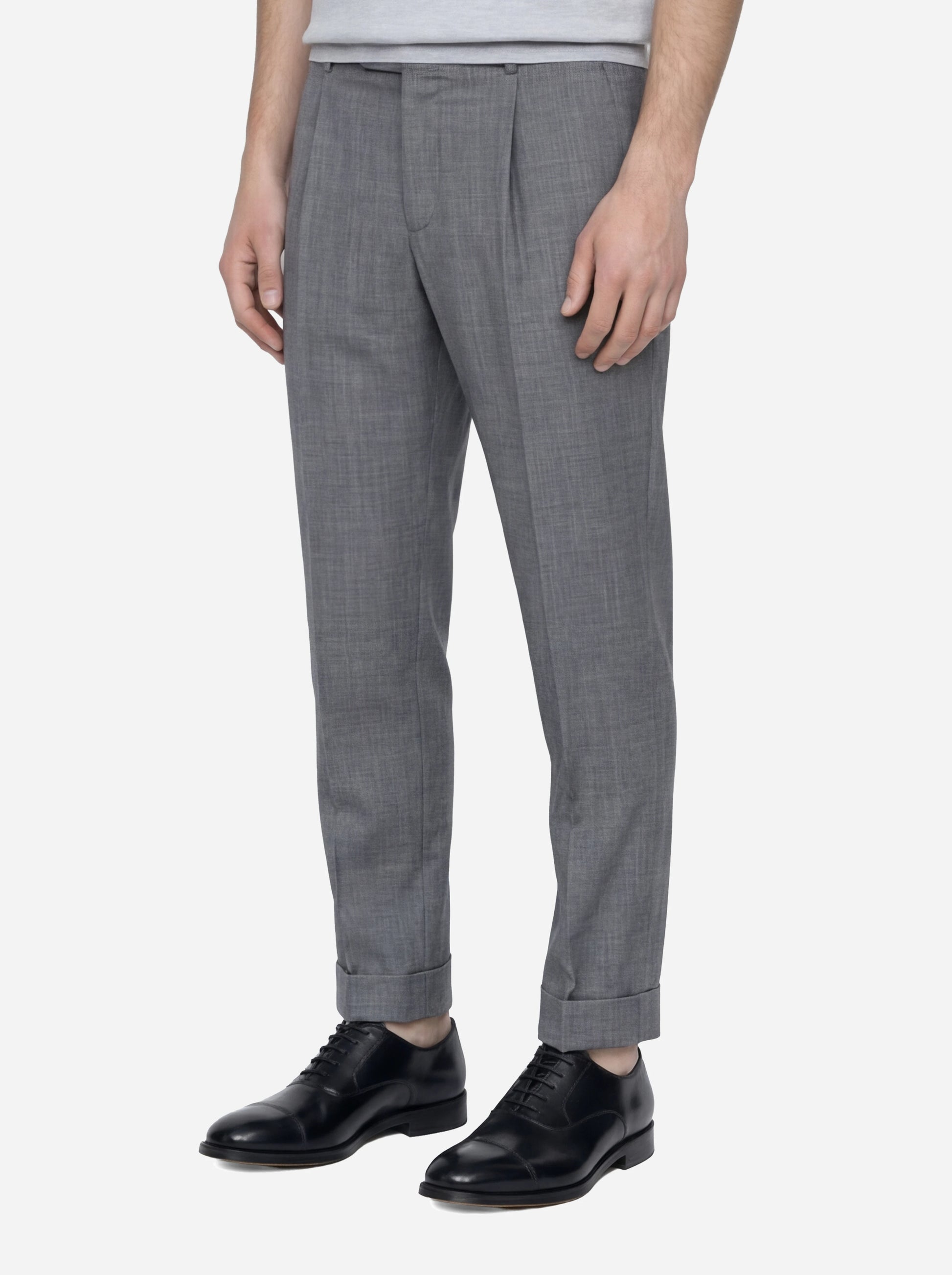 Pantalone Union con una pince in lana light grigio