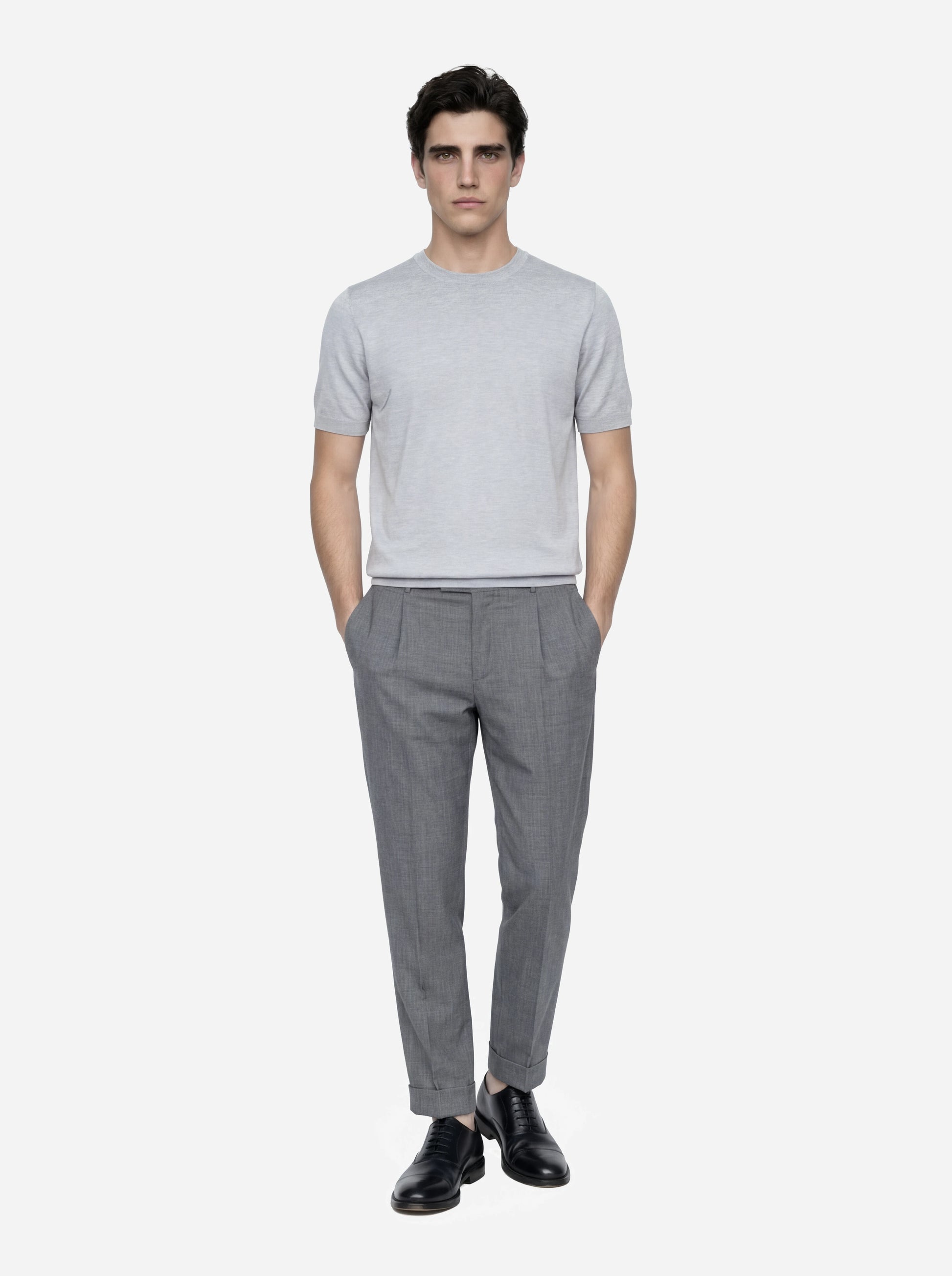 Pantalone Union con una pince in lana light grigio
