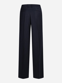 Pantaloni Lola in lana vergine stretch blu - vista posteriore