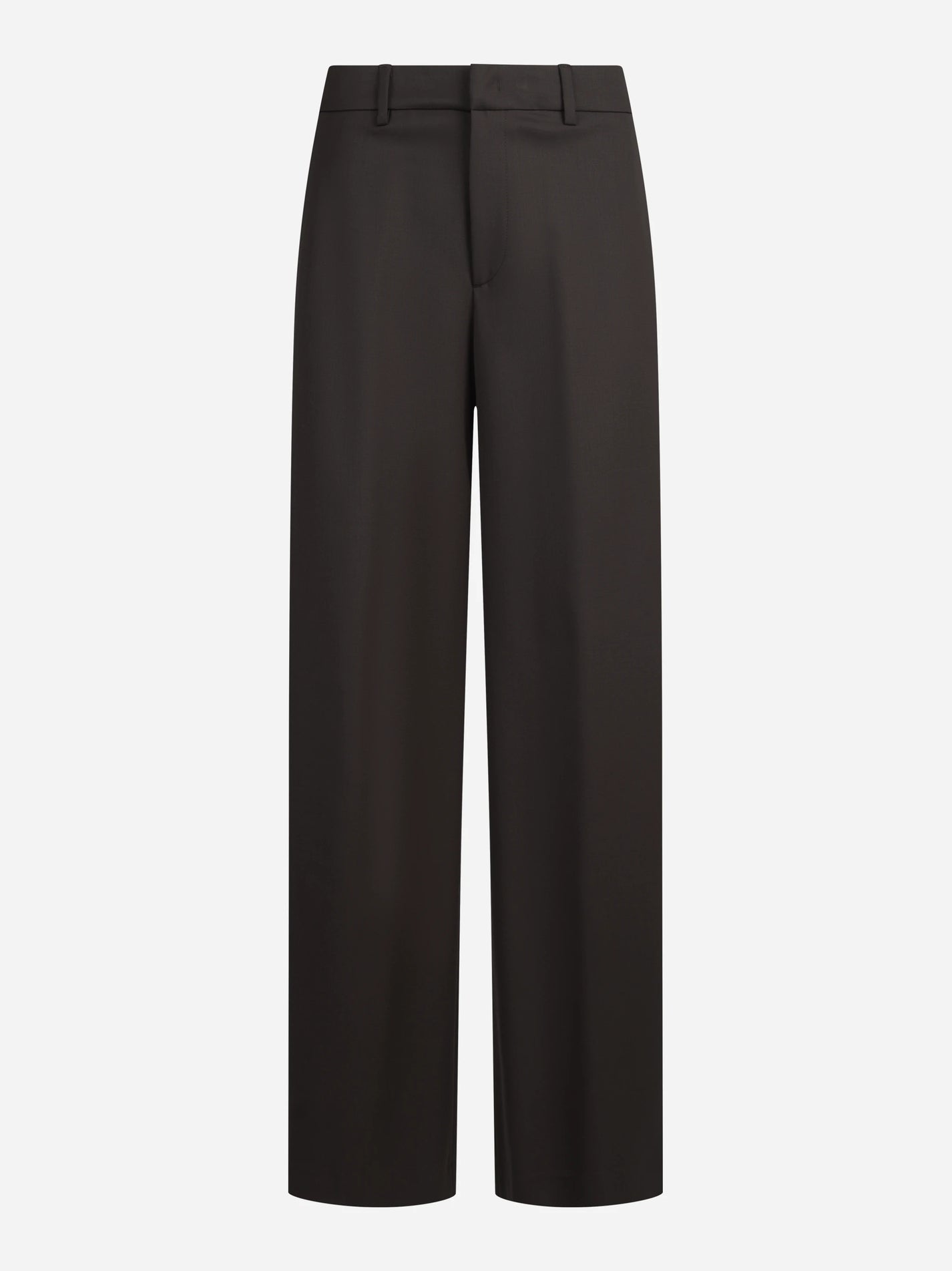 Pantaloni Lorenza in lana vergine stretch marroni - vista frontale