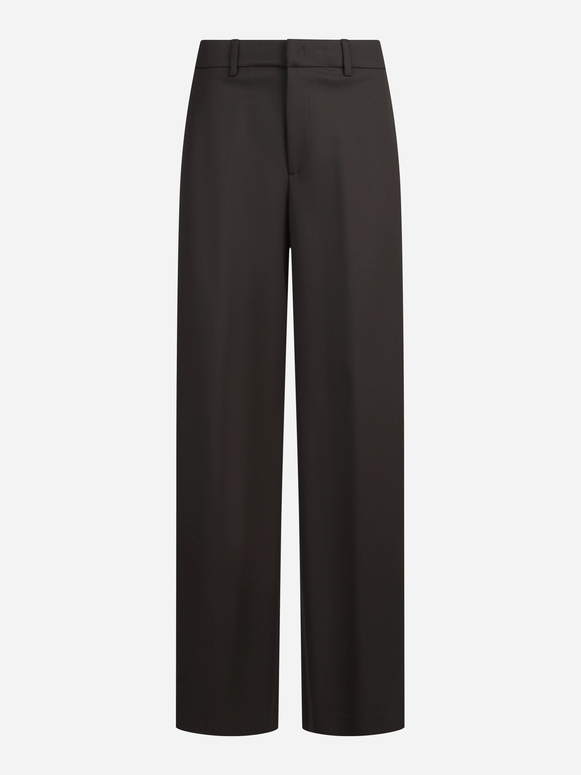 Pantaloni Lorenza in lana vergine stretch marroni - vista frontale